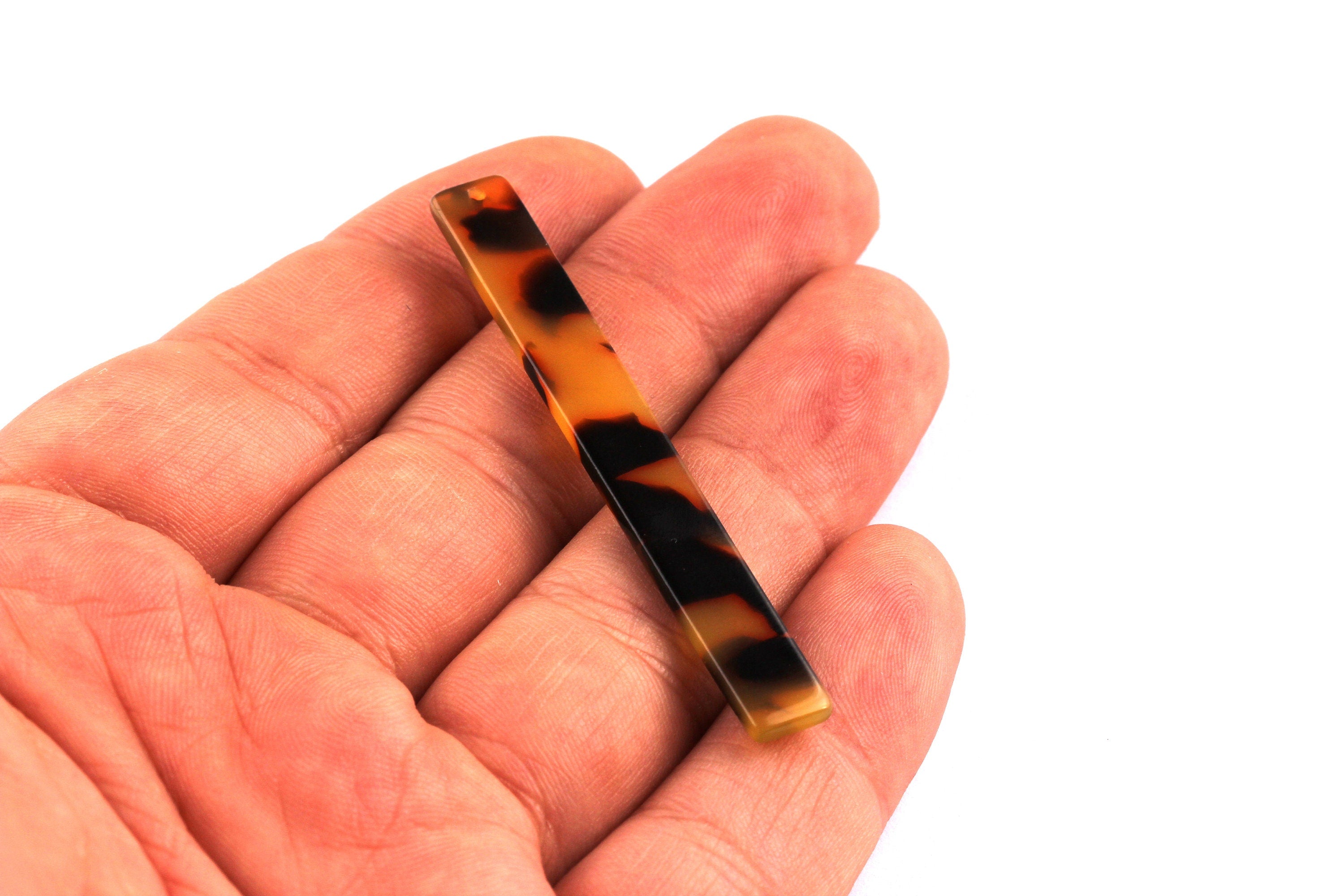 Acetate Stick & Bar Charms - Tortoise Shell Earrings - Stick Earring and Pendant - Jewelry Supplies - Color Code: A01 - 59x7x2.5mm - AC1049A - DOMEDBAZAAR