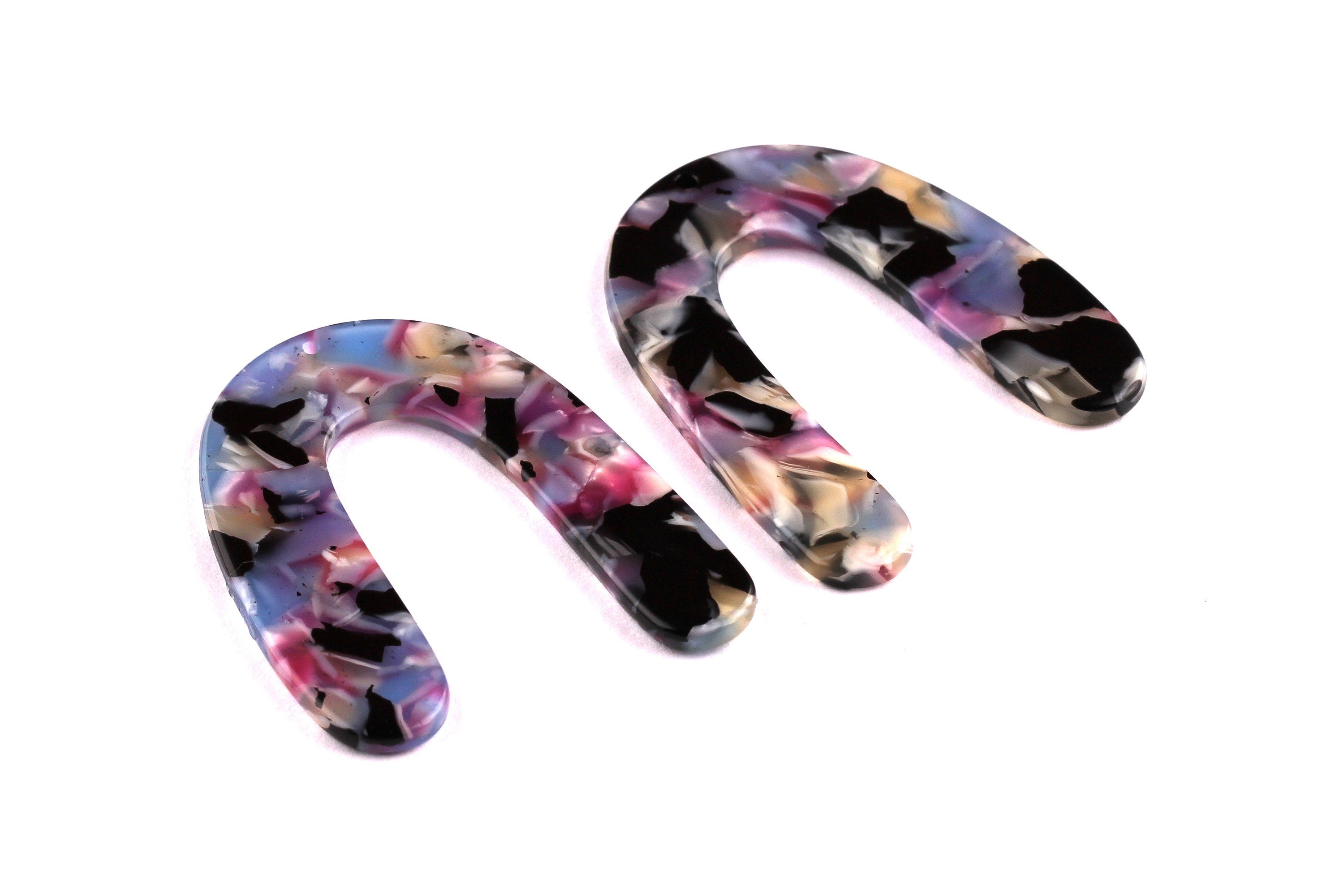 Acetate U Charms - U Earrings and Pendant - Earring Findings - Jewelry Supplies - Color Code: A55 - 43x35x2.5mm - AC1059B - DOMEDBAZAAR