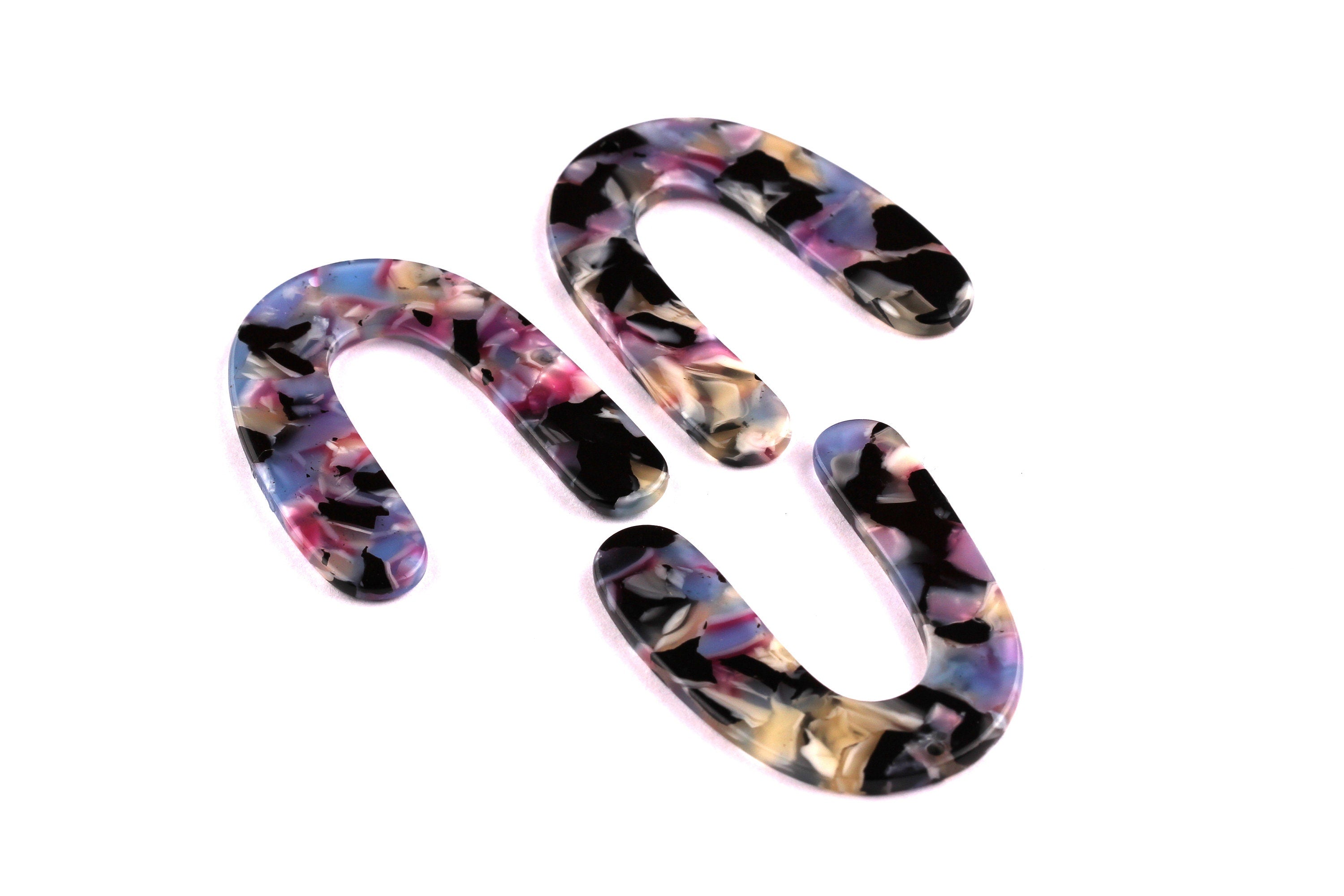 Acetate U Charms - U Earrings and Pendant - Earring Findings - Jewelry Supplies - Color Code: A55 - 43x35x2.5mm - AC1059B - DOMEDBAZAAR