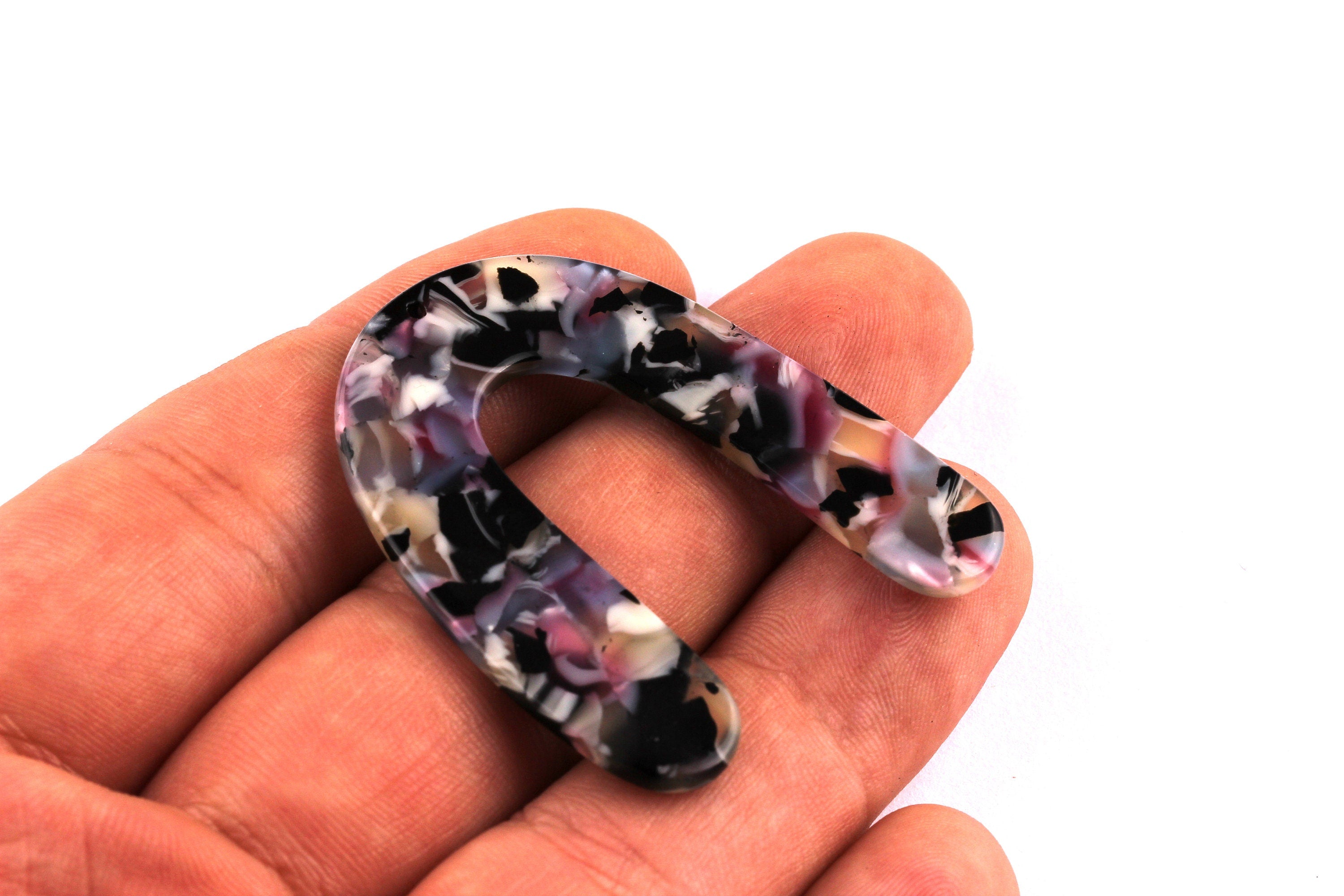 Acetate U Charms - U Earrings and Pendant - Earring Findings - Jewelry Supplies - Color Code: A55 - 43x35x2.5mm - AC1059B - DOMEDBAZAAR