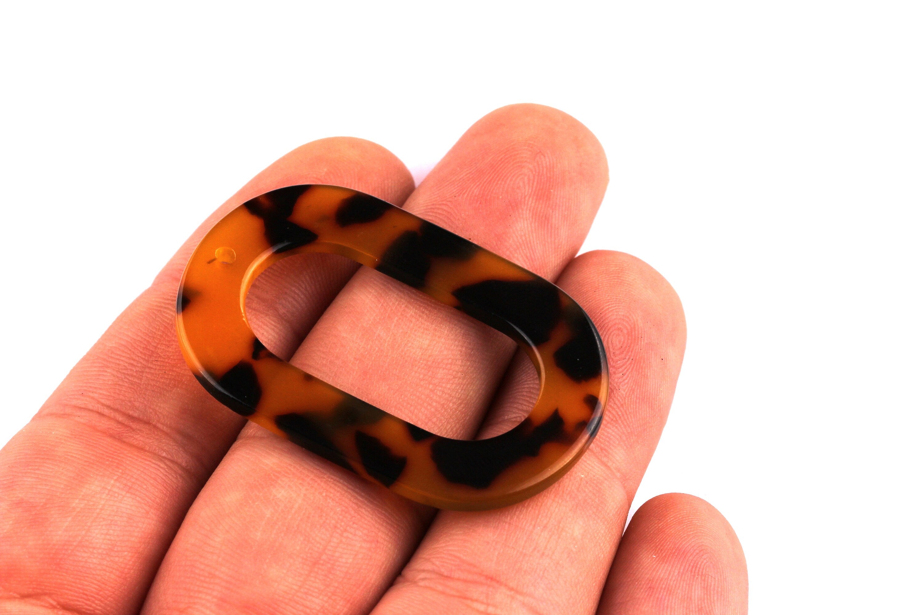 Acetate Oval Charms - Tortoise Shell Earrings - Oval Earrings & Pendant - Jewelry Making Supplies - Color Code: A01 - 44x28x2.5mm - AC1003B - DOMEDBAZAAR