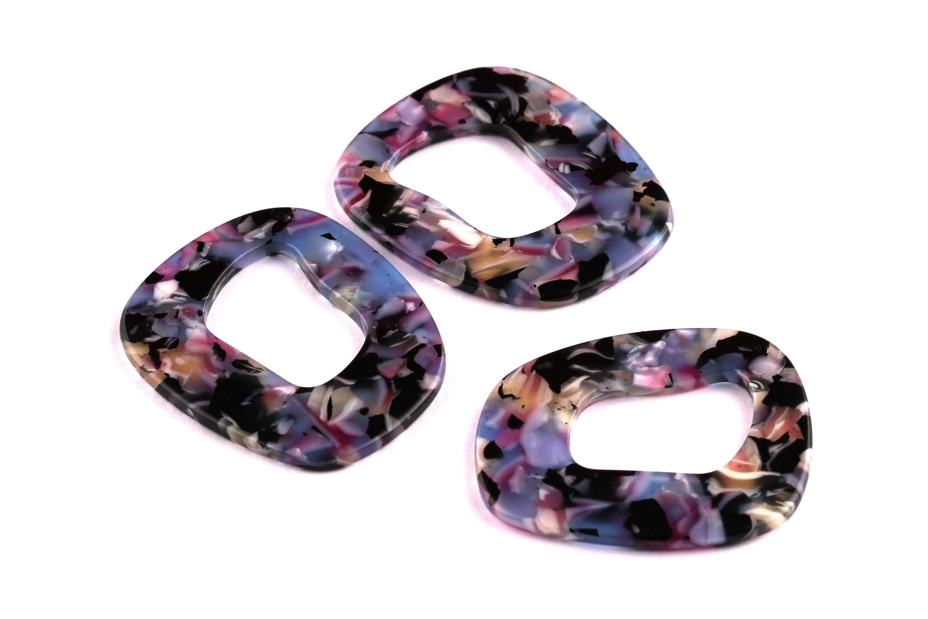 Acetate Unique Earring Charms - Unique Pendant - Earring Findings - Jewelry Supplies - Color Code: A55 - 43x40x2.5mm - AC1048B - DOMEDBAZAAR