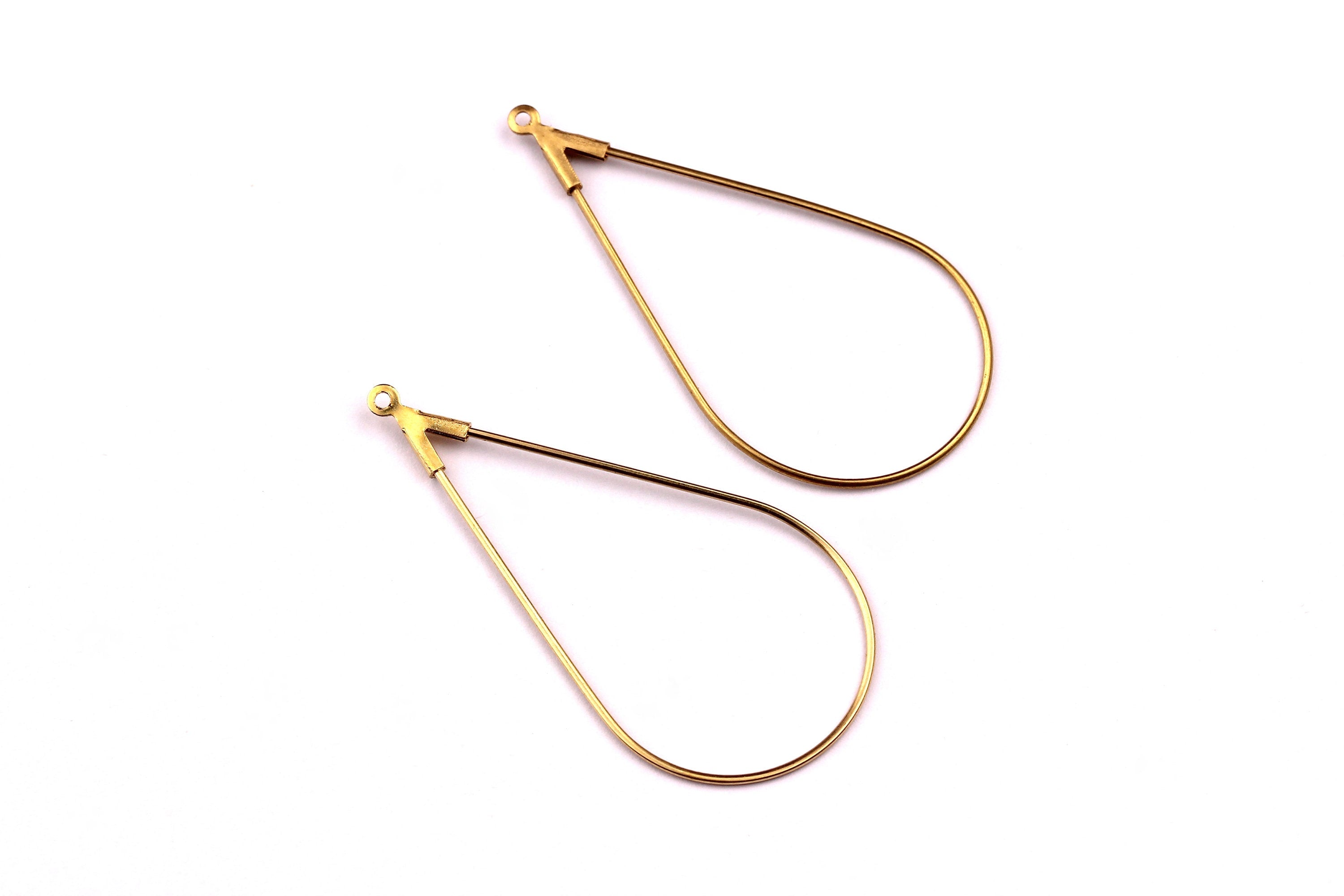 Brass Droplets Wire - Raw Brass Droplets  Earring Wire - Earring Findings - Jewelry Supplies - 43x22mm - PP1087 - DOMEDBAZAAR