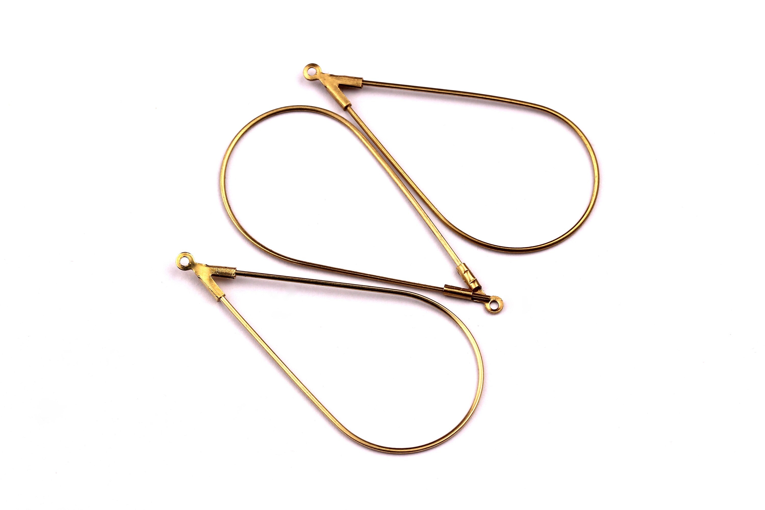 Brass Droplets Wire - Raw Brass Droplets  Earring Wire - Earring Findings - Jewelry Supplies - 43x22mm - PP1087 - DOMEDBAZAAR