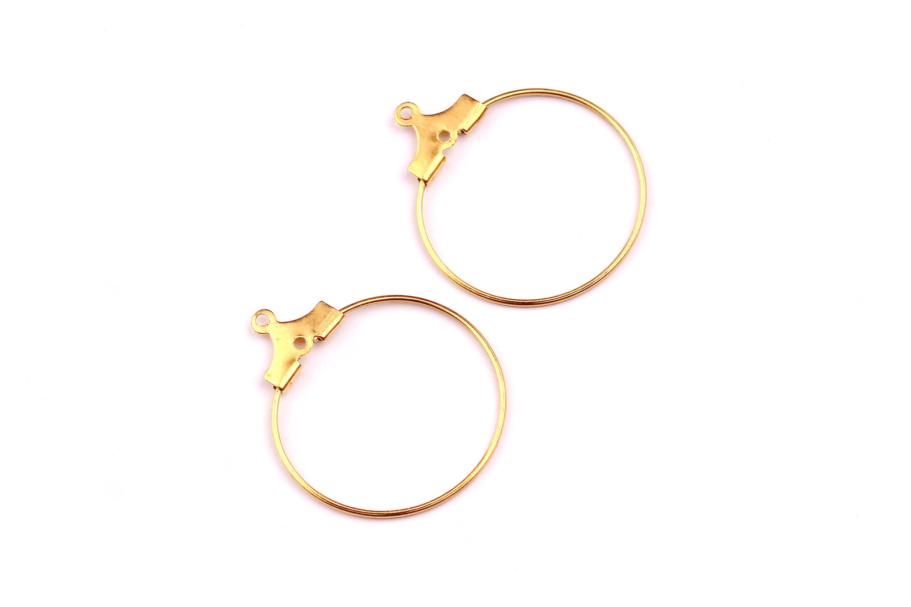 Brass Circle Wire-Brass Metal Accessories Circle Ear Wire - Earring Findings - Jewelry Supplies - 25x22mm - PP1088 - DOMEDBAZAAR