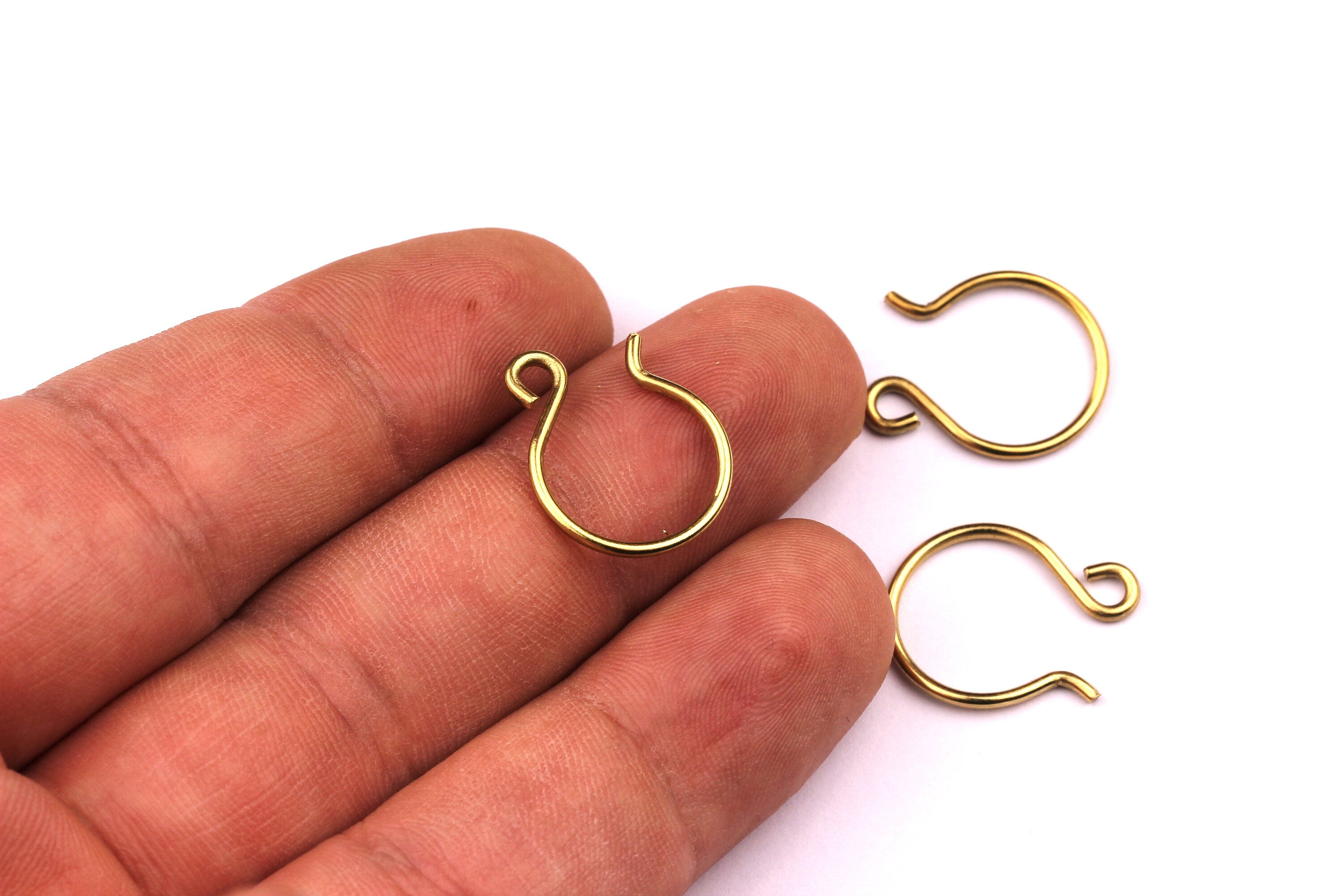 Brass Hoop Earring Wire- 50 Pieces Raw Brass Ear Wire - Earring Findings - Jewelry Supplies - 19x15mm - PP1091 - DOMEDBAZAAR
