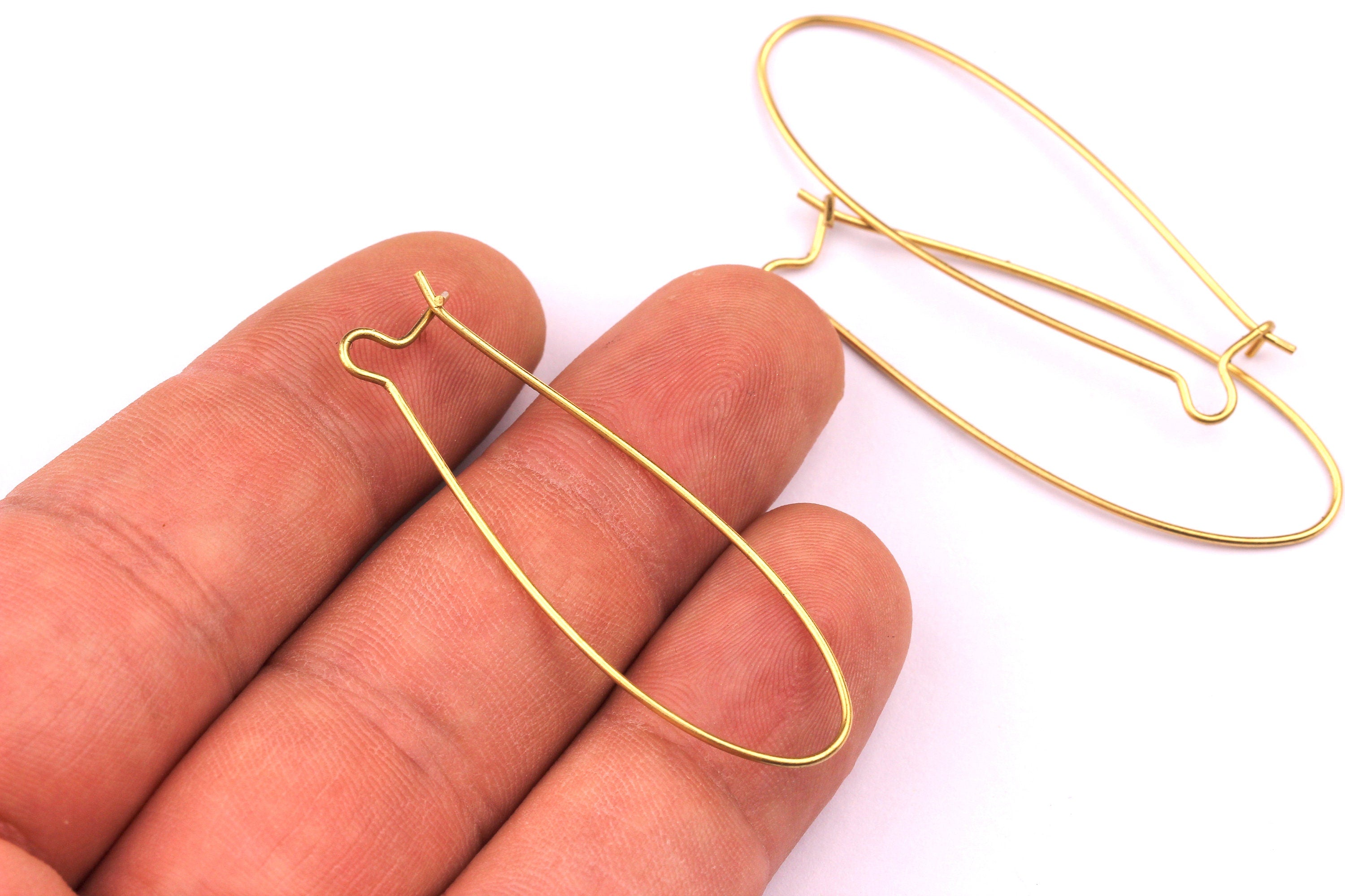Kidney Earring Wire - Brass Ear Wire - Kidney Shaped Ear Wire - Earring Findings - Jewelry Supplies - 46x14mm - PP1092 - DOMEDBAZAAR