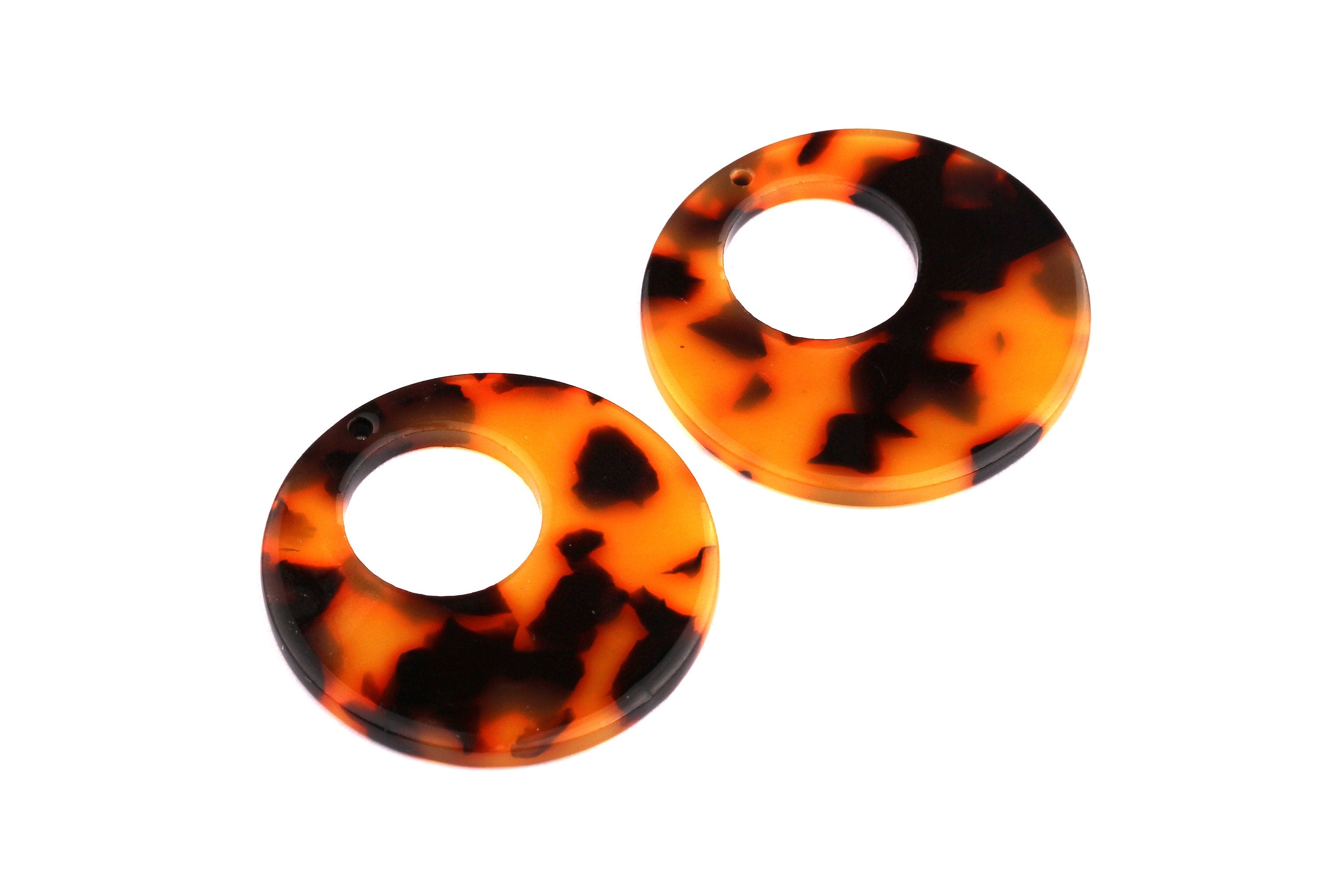 Acetate Circle Charms - Tortoise Shell Round - Circle Earrings & Pendant - Jewelry Making Supplies - Color Code: A01 - 34x2.5mm - AC1005M - DOMEDBAZAAR