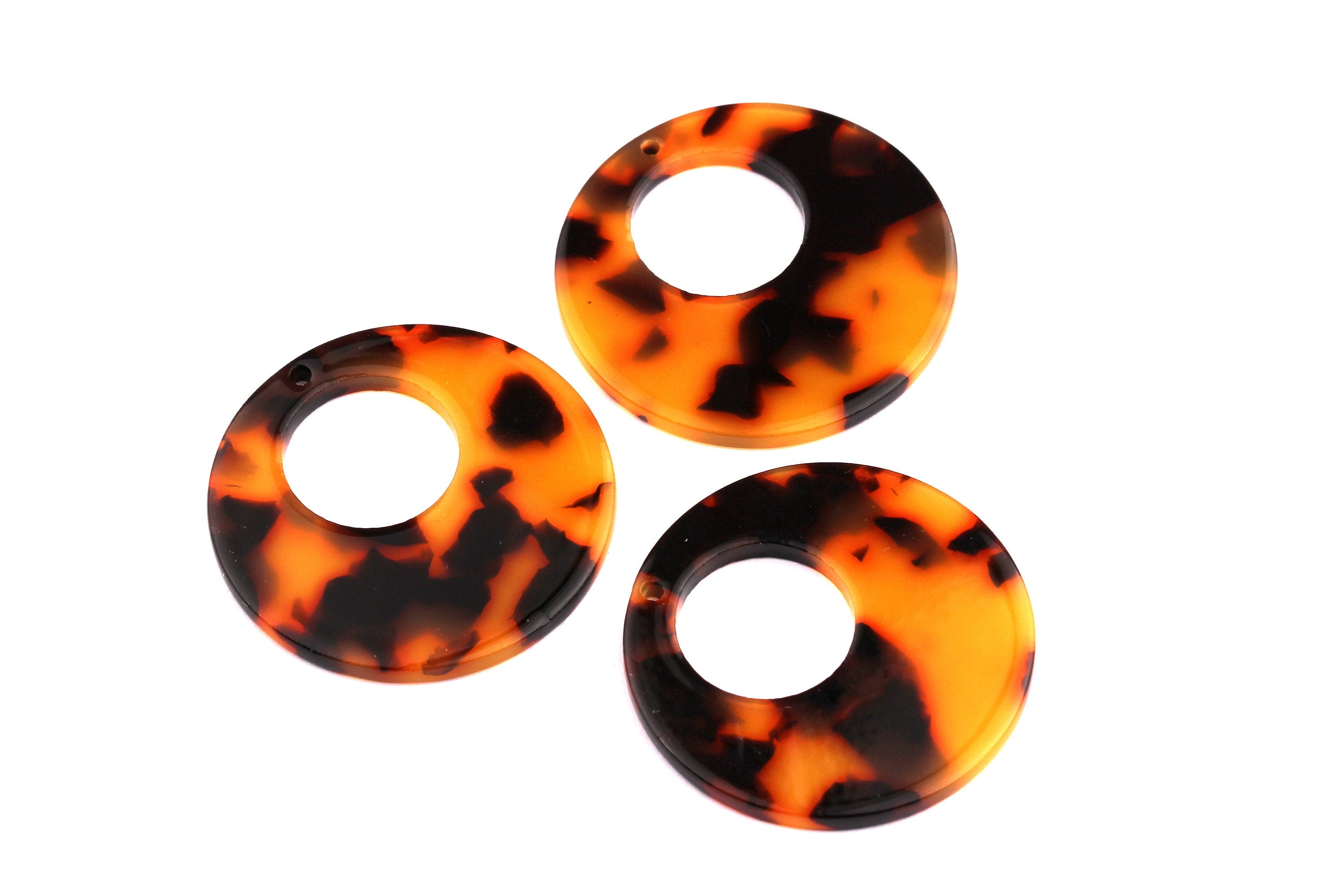 Acetate Circle Charms - Tortoise Shell Round - Circle Earrings & Pendant - Jewelry Making Supplies - Color Code: A01 - 34x2.5mm - AC1005M - DOMEDBAZAAR