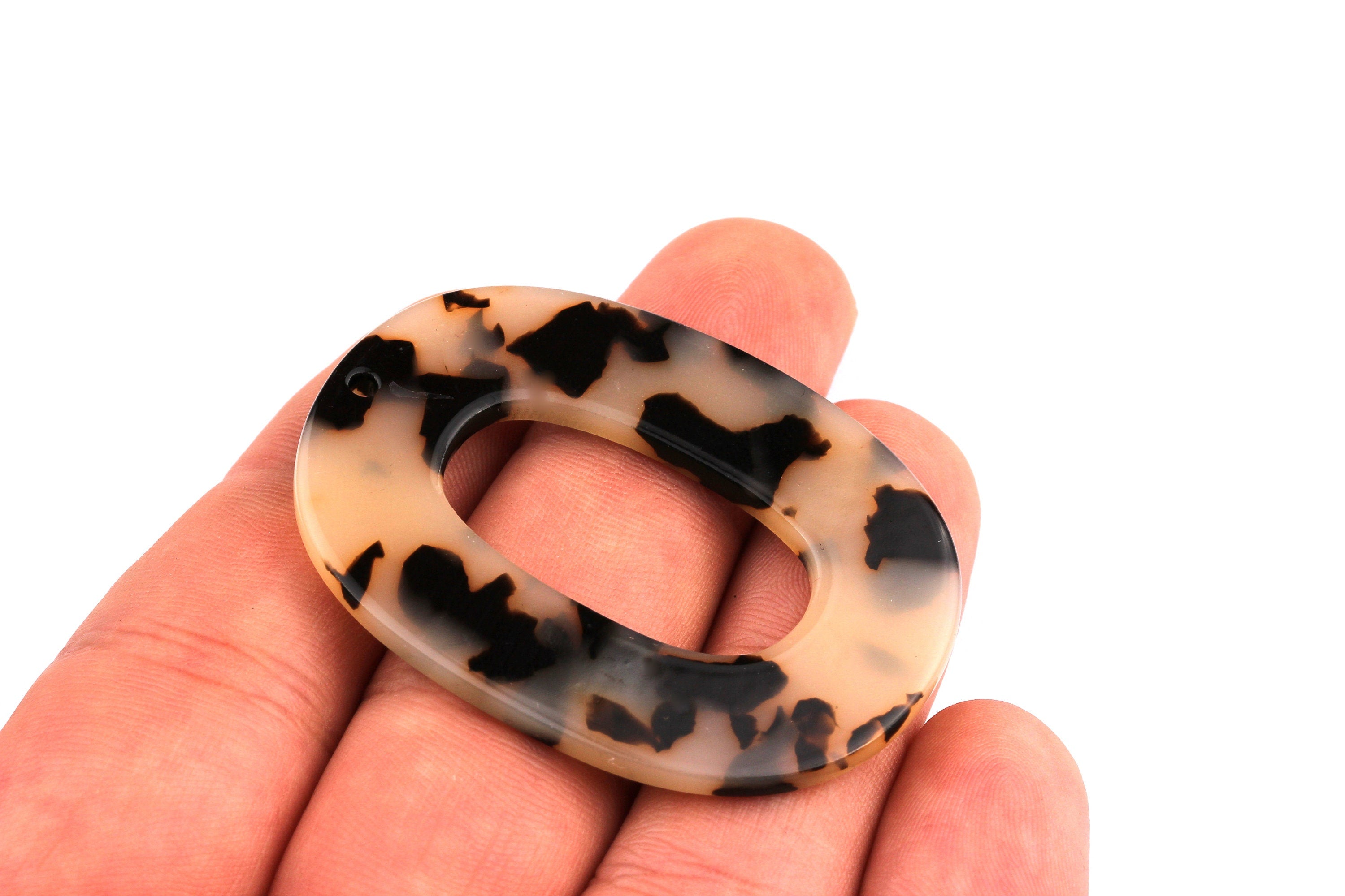 Acetate Oval Charms - Blonde Tortoise Shell Earrings - Oval Earrings and Pendant - Color Code: A07 - 47x35x2.5mm - AC1065B - DOMEDBAZAAR
