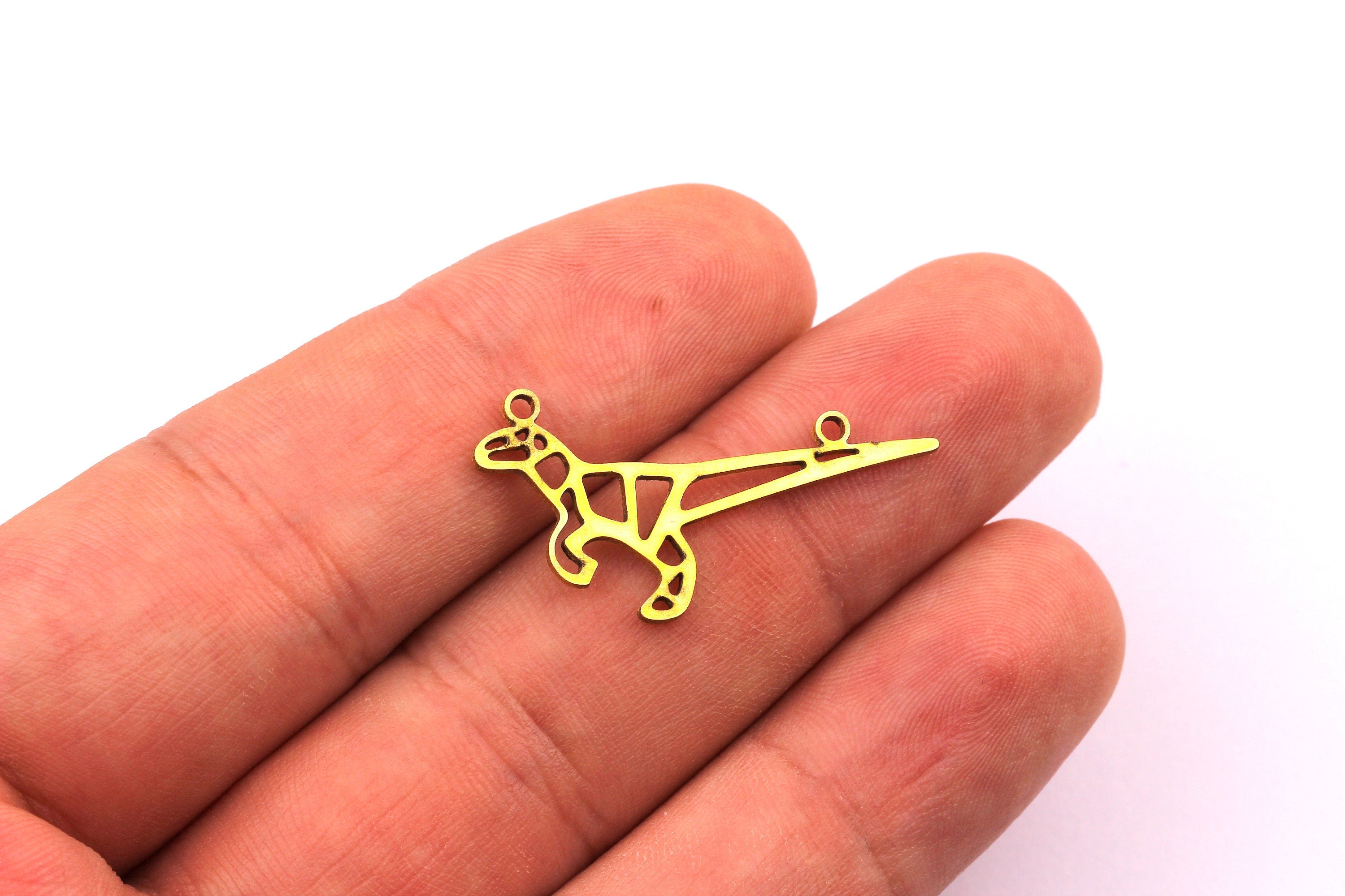 Brass Dinosaur Charm - Dinosaur Shaped Raw Brass Charms - Jewelry Supplies - 30x15mm - PP1152 - DOMEDBAZAAR