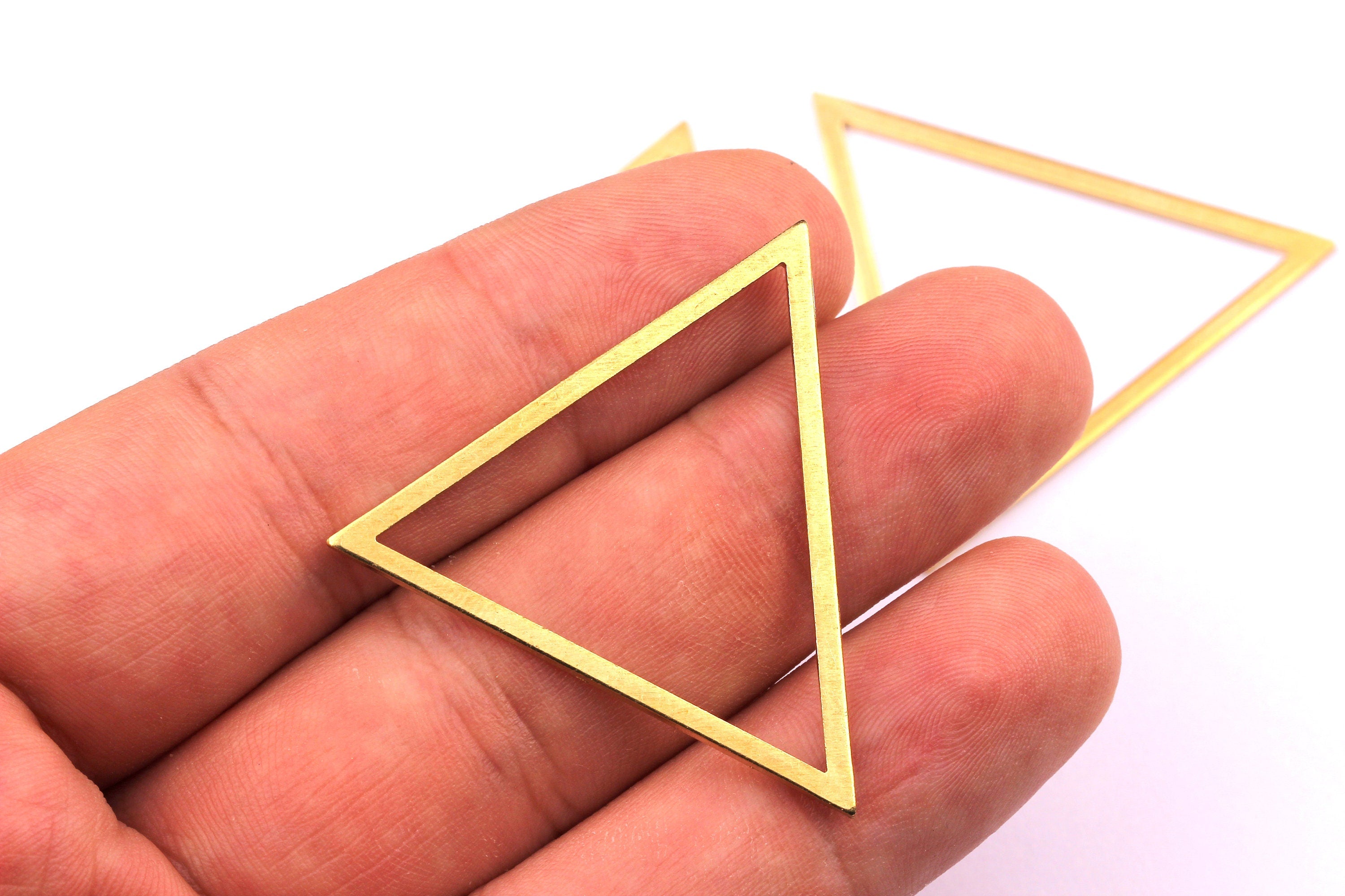 Brass Triangle Charms - Triangle Shpaed Raw Brass Connector - Geometric Charms - Jewelry Supplies - 35x39x1mm - PP1155 - DOMEDBAZAAR