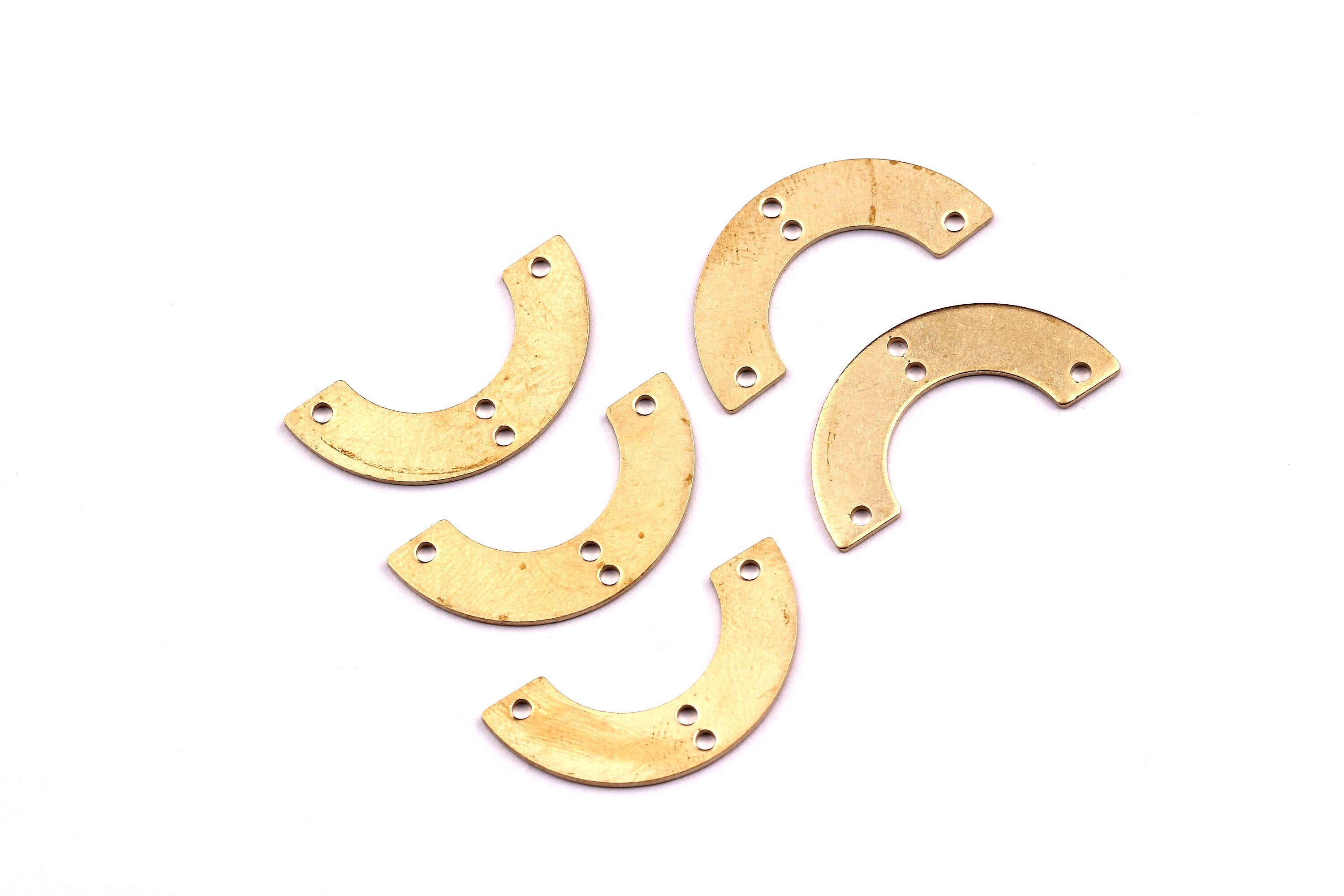 Brass Geometric Charms - Raw Brass Connector with 4 Holes - semicircle earrings Connector - Jewelry Supplies - 24x12x0.8mm - PP1222 - DOMEDBAZAAR