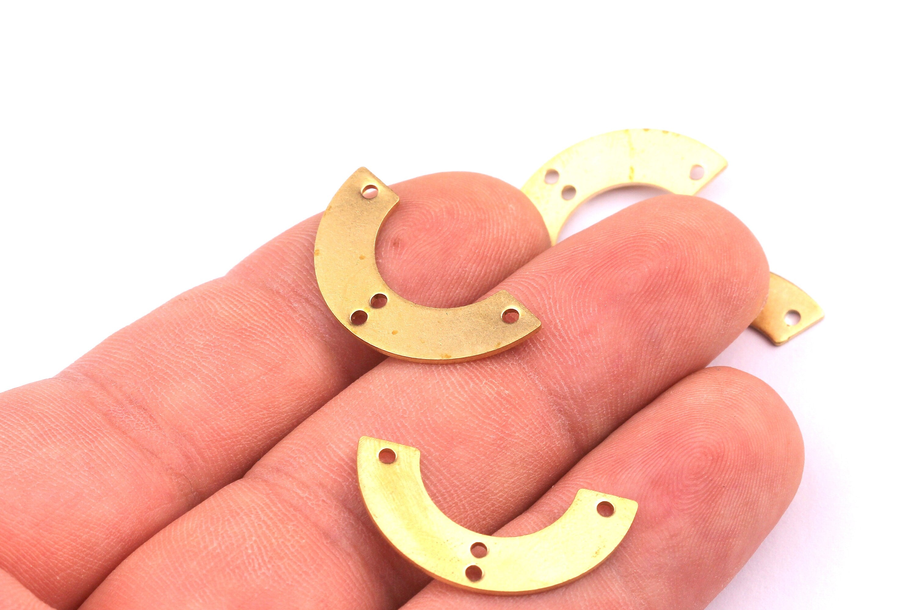 Brass Geometric Charms - Raw Brass Connector with 4 Holes - semicircle earrings Connector - Jewelry Supplies - 24x12x0.8mm - PP1222 - DOMEDBAZAAR