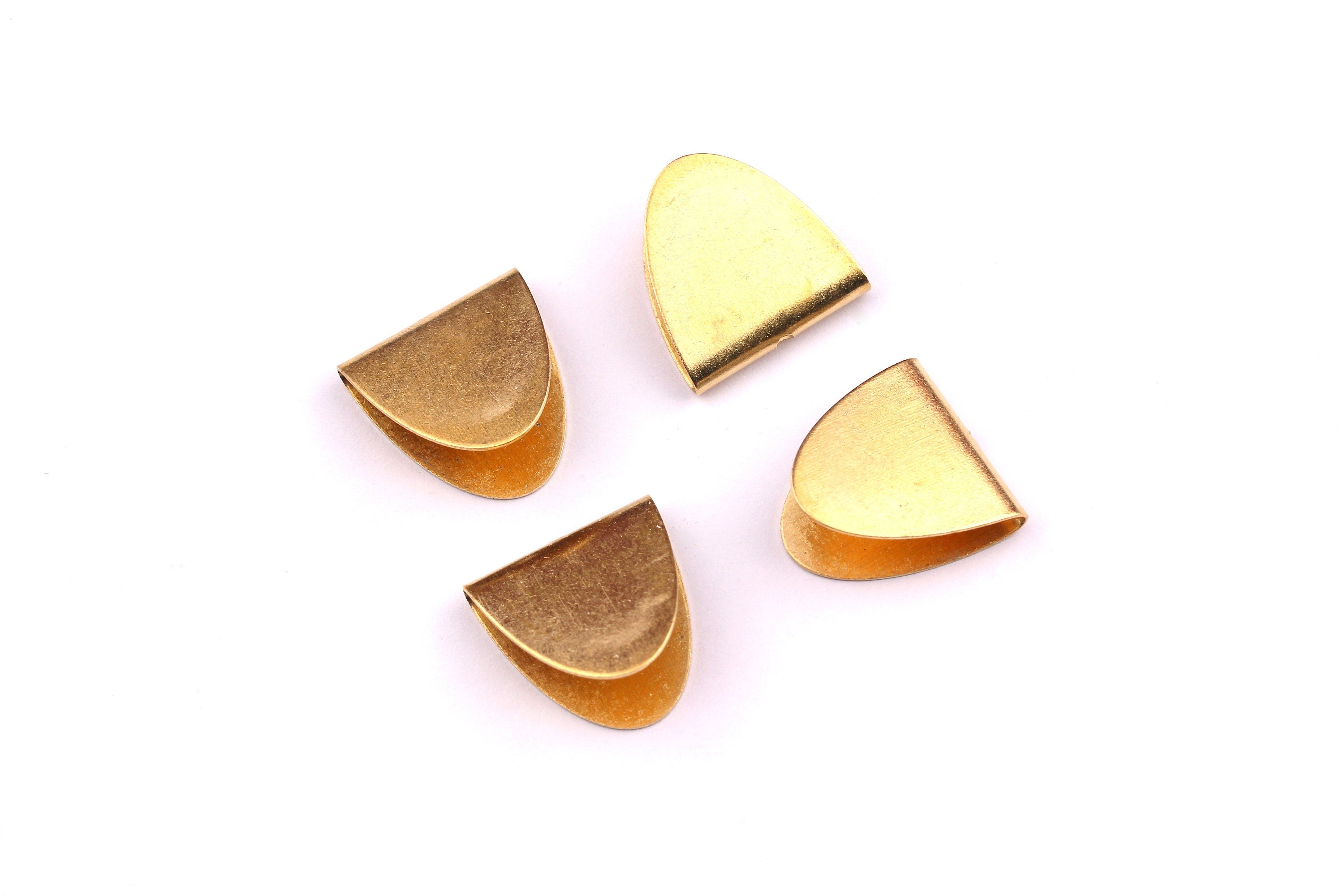 Brass Ribbon Crimp - Raw Brass Ribbon Crimp Ends - Jewelry Supplies - 15mm - PP1226 - DOMEDBAZAAR