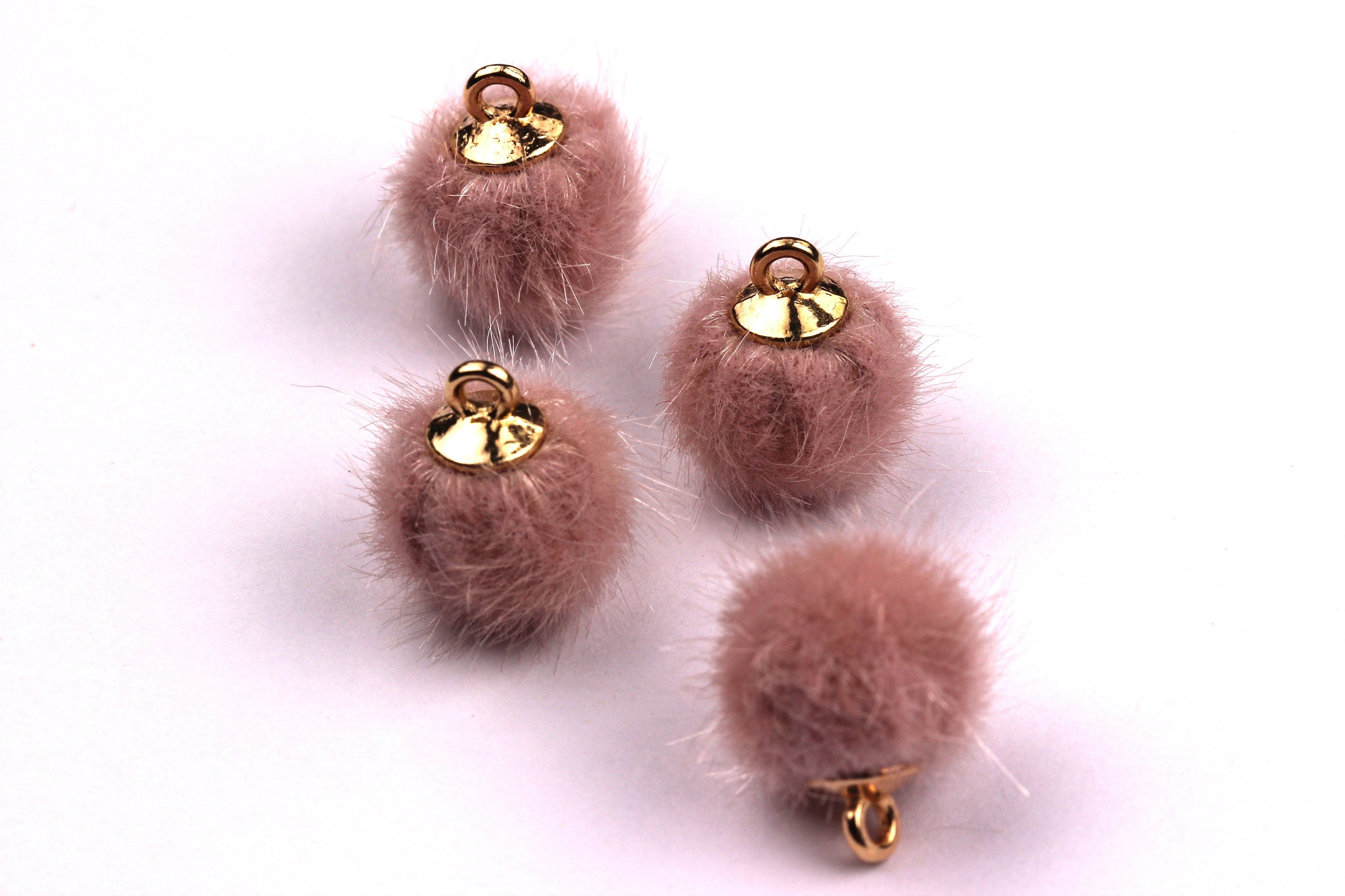 Pom Pom Earring Charms - Fur Ball Pendant - Aluminum Alloy - Earring Findings - Jewelry Accessories - 15x10mm - TT1001P - DOMEDBAZAAR