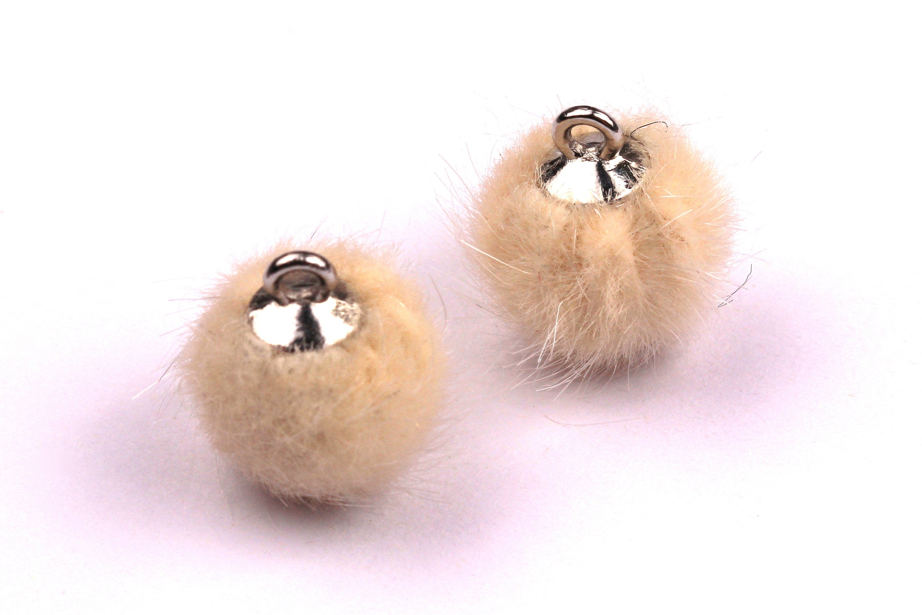 Pom Pom Earring Charms - Fur Ball Pendant - Aluminum Alloy - Earring Findings - Jewelry Accessories - 15x10mm - TT1001W - DOMEDBAZAAR