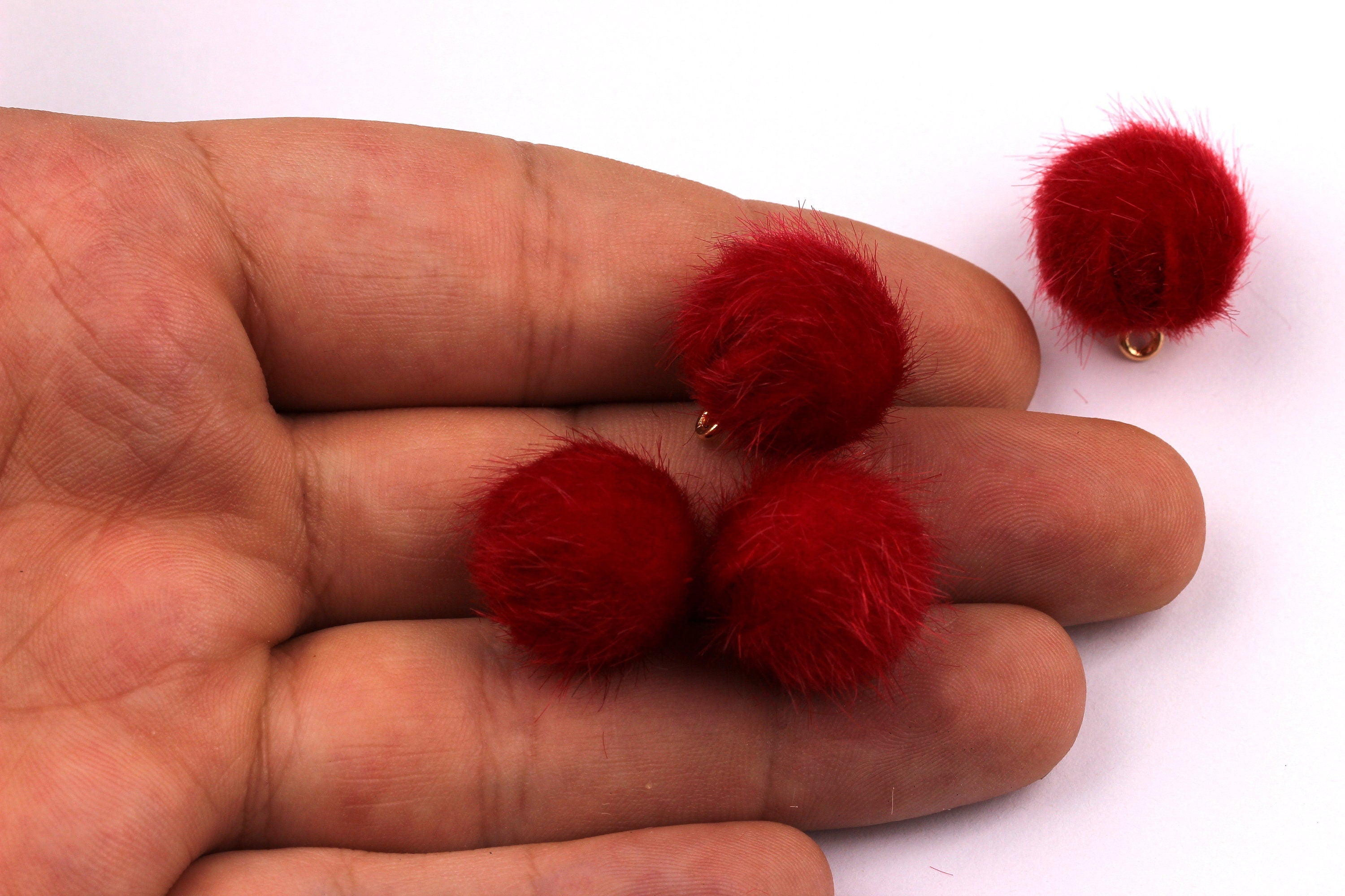 Pom Pom Earring Charms - Fur Ball Pendant - Aluminum Alloy - Earring Findings - Jewelry Accessories - 17x15mm - TT1002R - DOMEDBAZAAR
