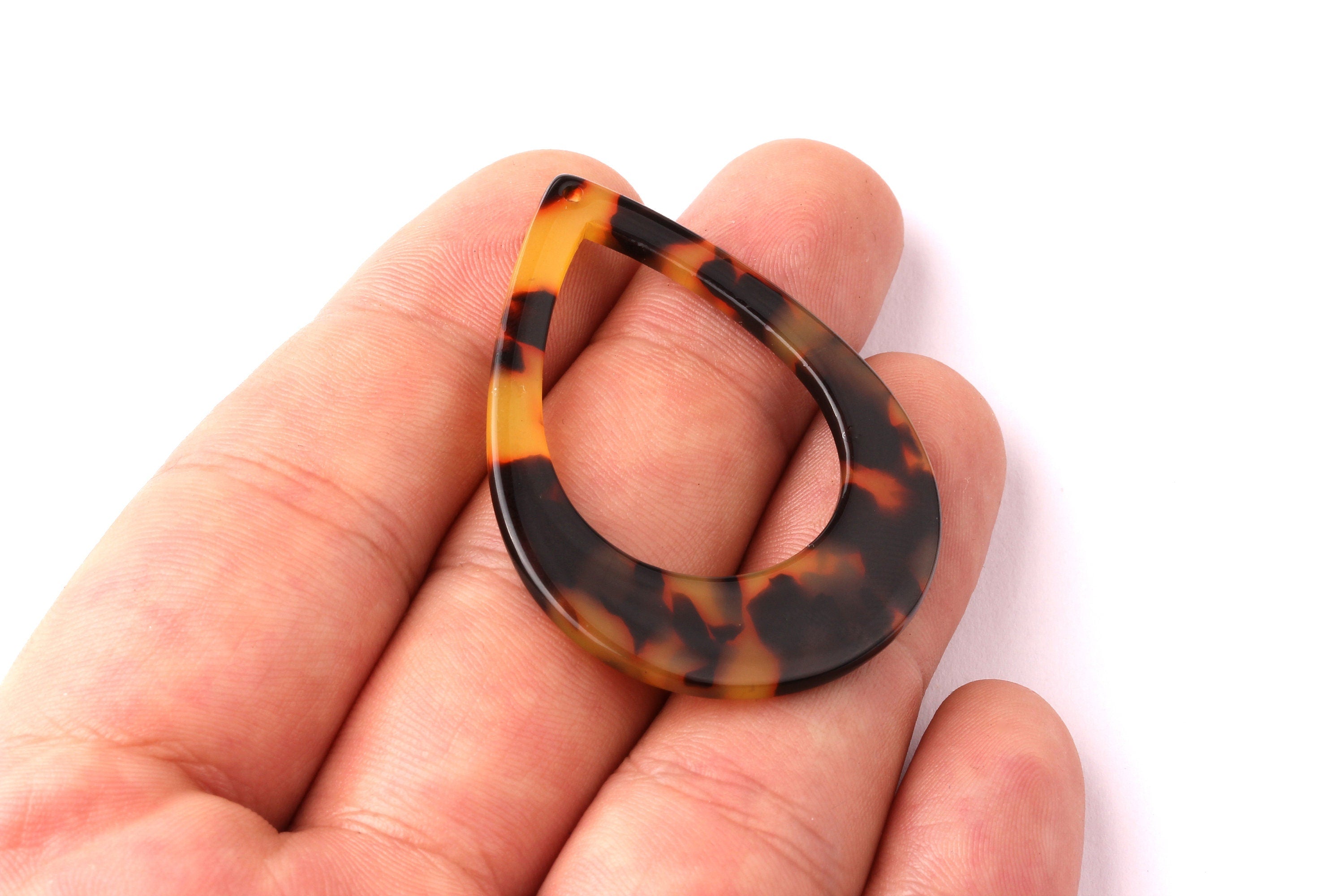 Acetate Drop Charms - Tortoise Shell Earrings - Drop Earrings and Pendant - Jewelry Making Supplies - Color Code: A01 - 46x33x2.5mm- AC1022C - DOMEDBAZAAR