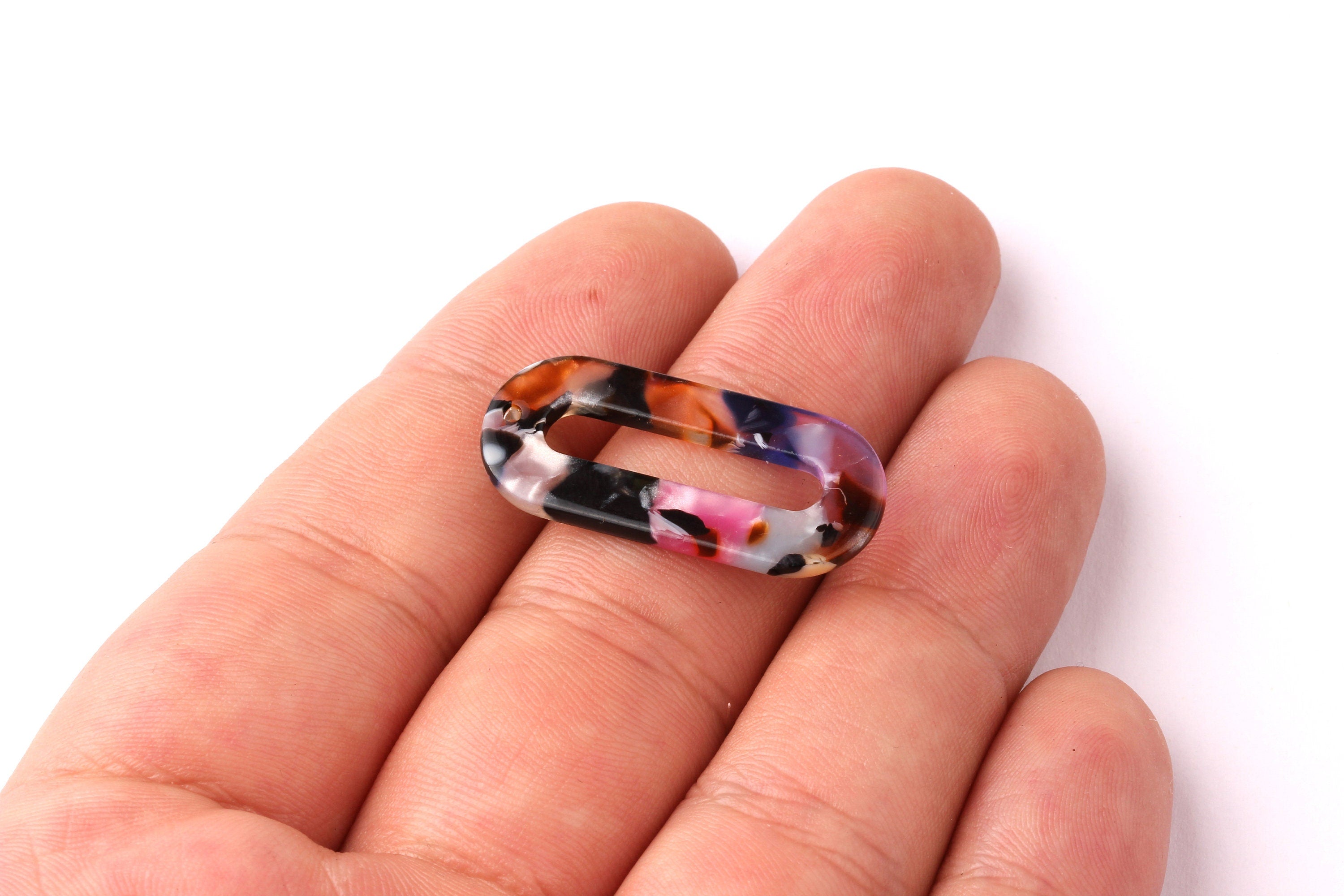 Acetate Oval & Zero Charms - Oval Earrings and Pendant - Earring Findings - Jewelry Supplies - Color Code: A11 - 30x13.5x2.26mm - AC1033G - DOMEDBAZAAR