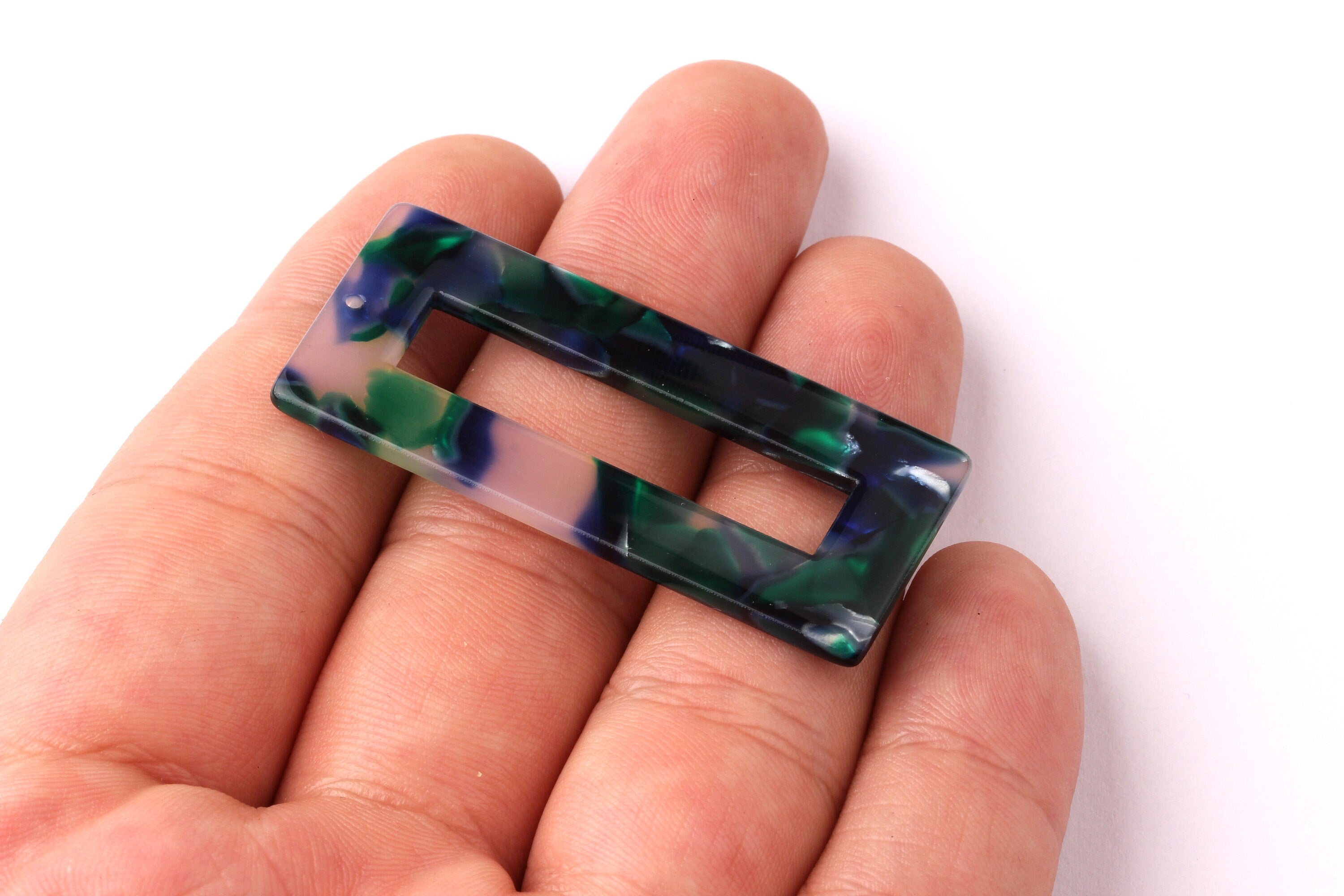 Acetate Rectangle Charms - Rectangle Pendant - Earring Findings - Jewelry Supplies - Color Code: A18 - 47x20x2.6mm - AC1025J - DOMEDBAZAAR