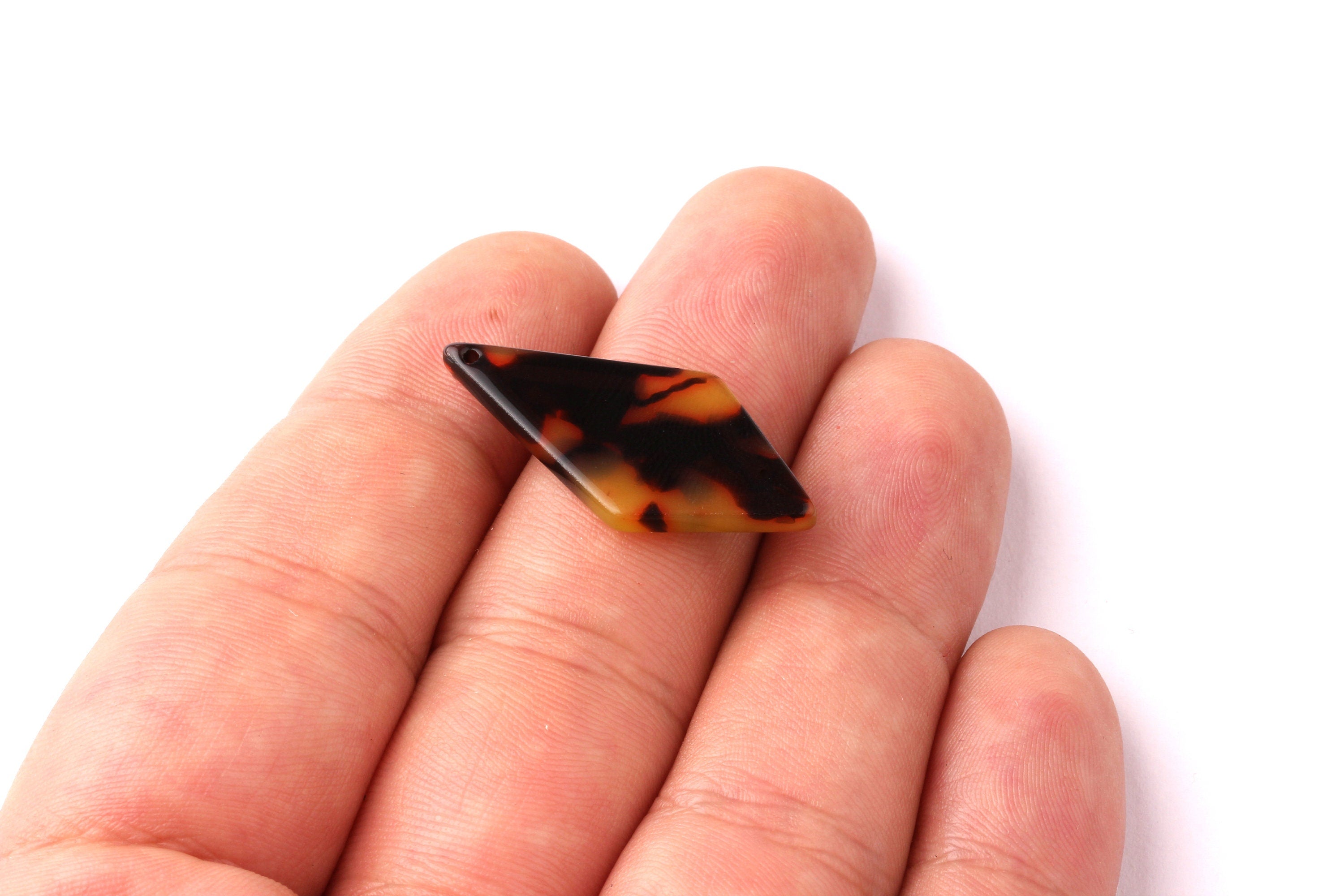 Acetate Diamond Charms - Tortoise Shell Earrings - Diamond Pendant - Jewelry Making Supplies - Color Code: A01 - 31x15x2.6mm - AC1067-A01 - DOMEDBAZAAR