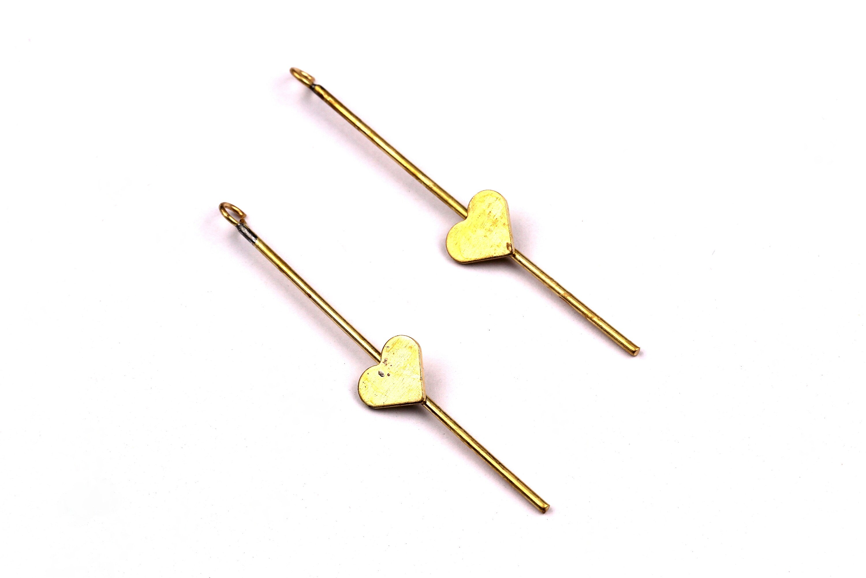 Raw Brass Earring - Heart Shaped Earrings - Ear Studs - Jewelry Supplies for Earrings - 53x9mm PP1333 - DOMEDBAZAAR
