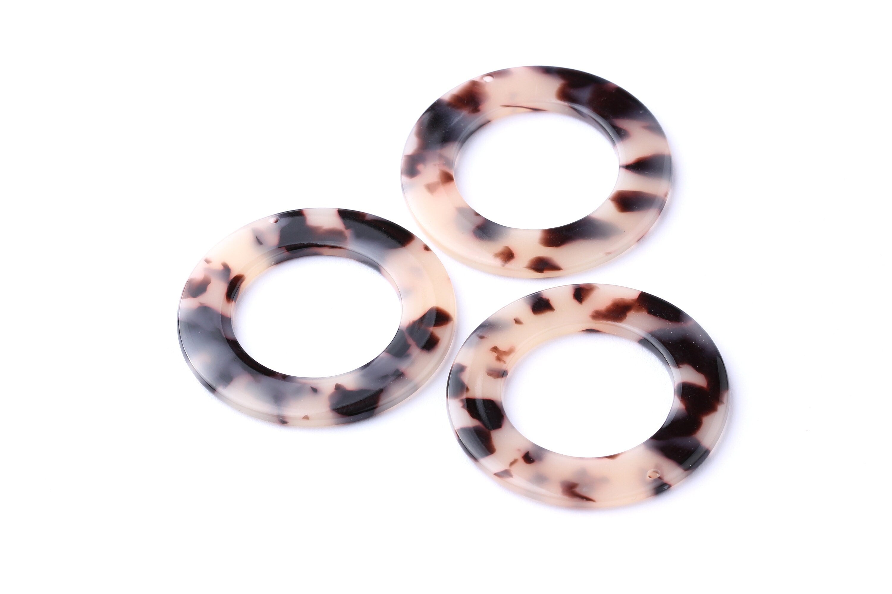 Acetate Circle Charms - Blonde Tortoise Shell Earrings - Circle Earrings and Pendant - Color Code: A06 - 39.8x39.8x2.55mm - AC1070B - DOMEDBAZAAR