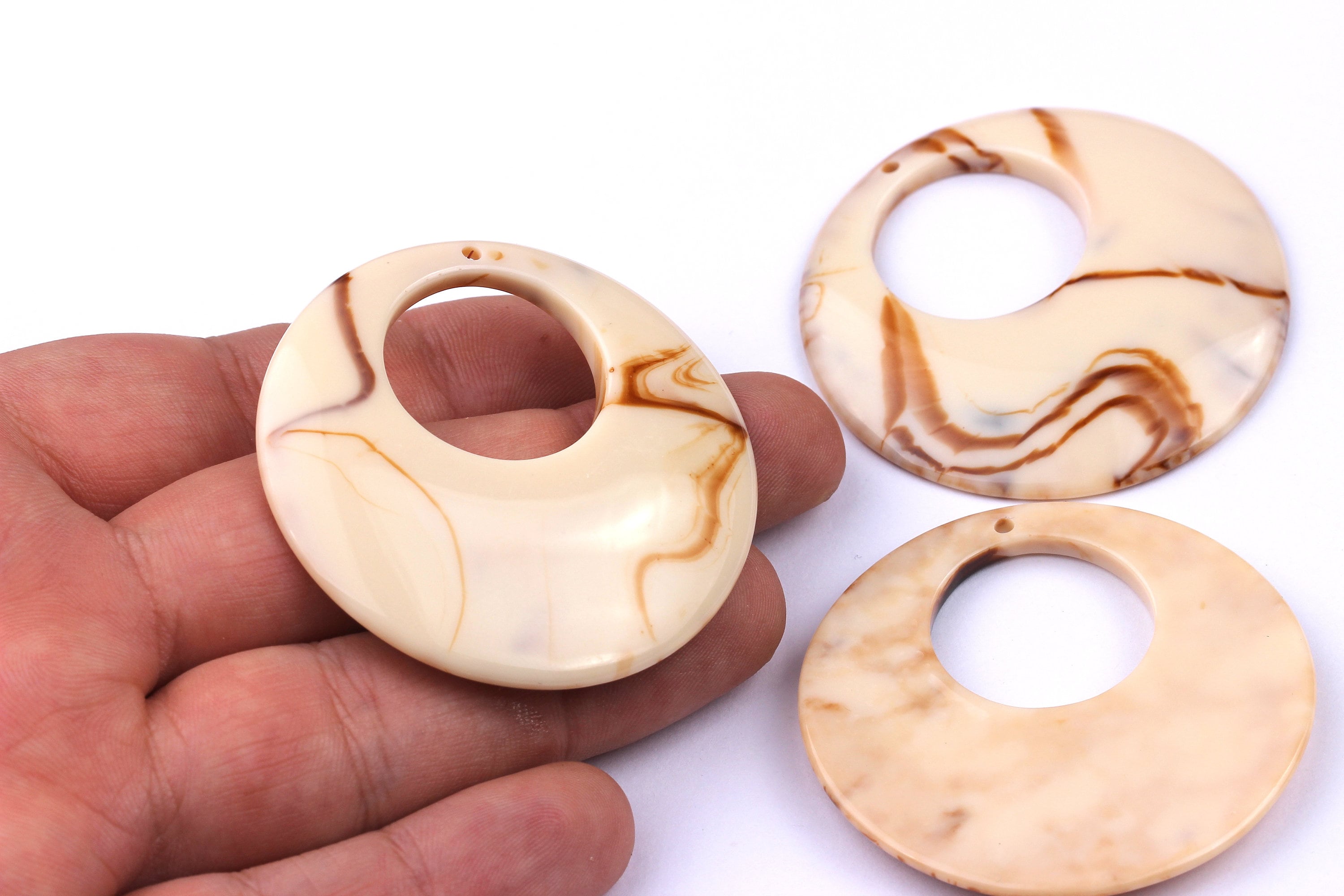 Acrylic Circle Charms - Circle Earrings and Pendant - Earring Findings - Jewelry Supplies - 48x5mm - AC1016A - DOMEDBAZAAR