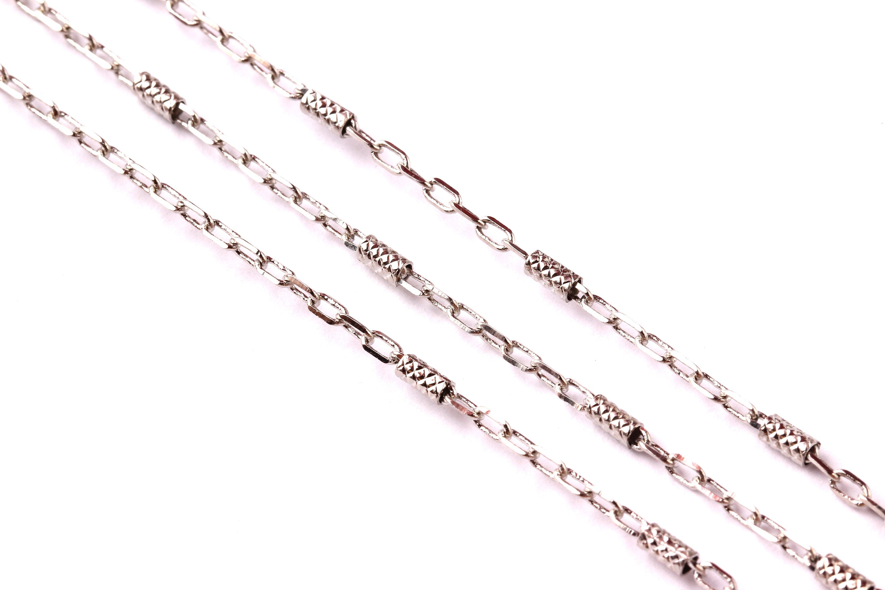 Bar Satellite Cable Chain - Brass Chain- Silver Plated - Soldered - 0.14" x 0.08" x 0.02" - for Necklace Bracelet Jewellery Making - CC1003 - DOMEDBAZAAR