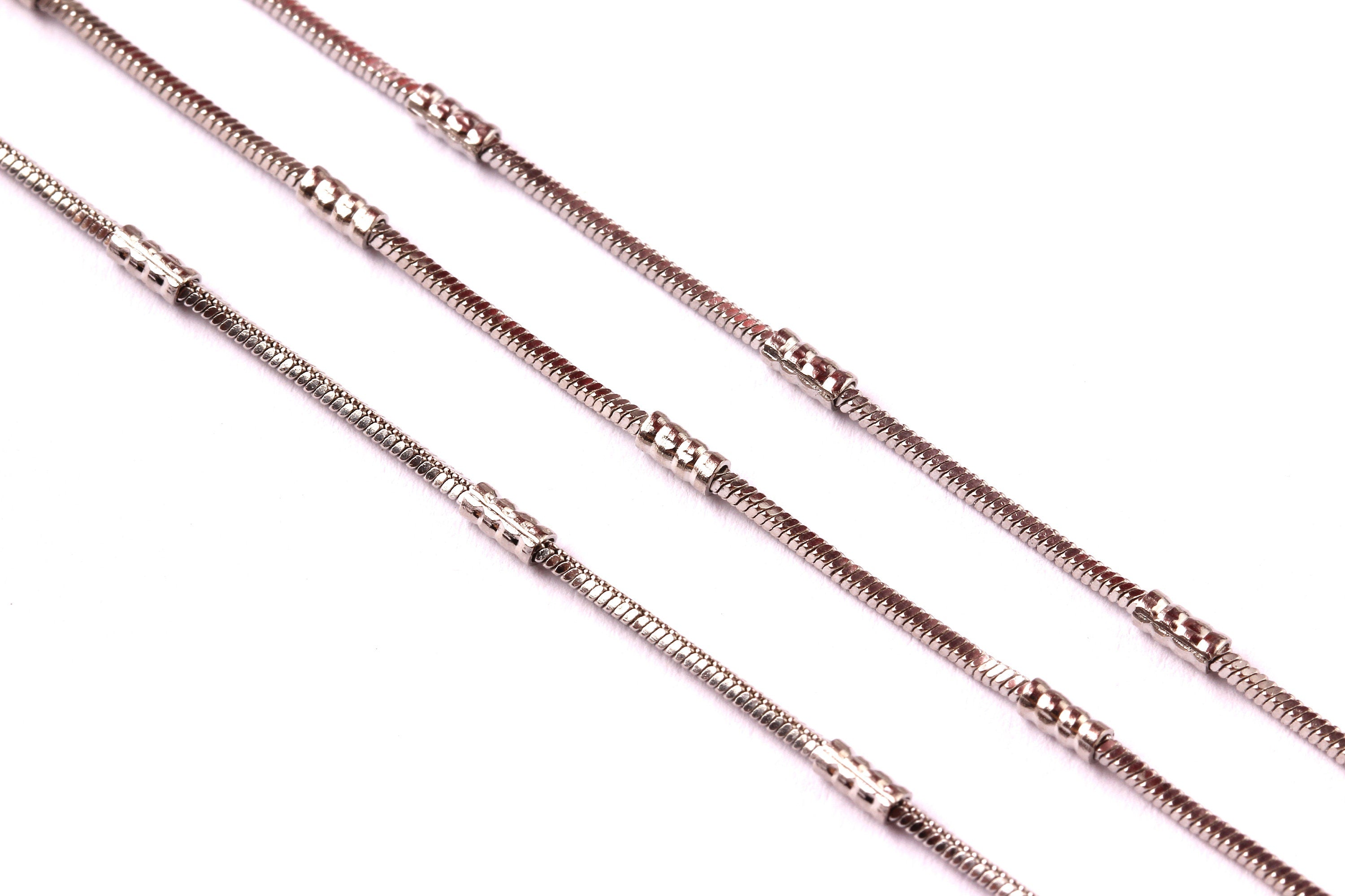 Bar Satellite Cube Snake Chain -Brass Chain- Silver Plated - Soldered - 0.05" - for Necklace Bracelet Earing Jewellery Making - CC1007 - DOMEDBAZAAR