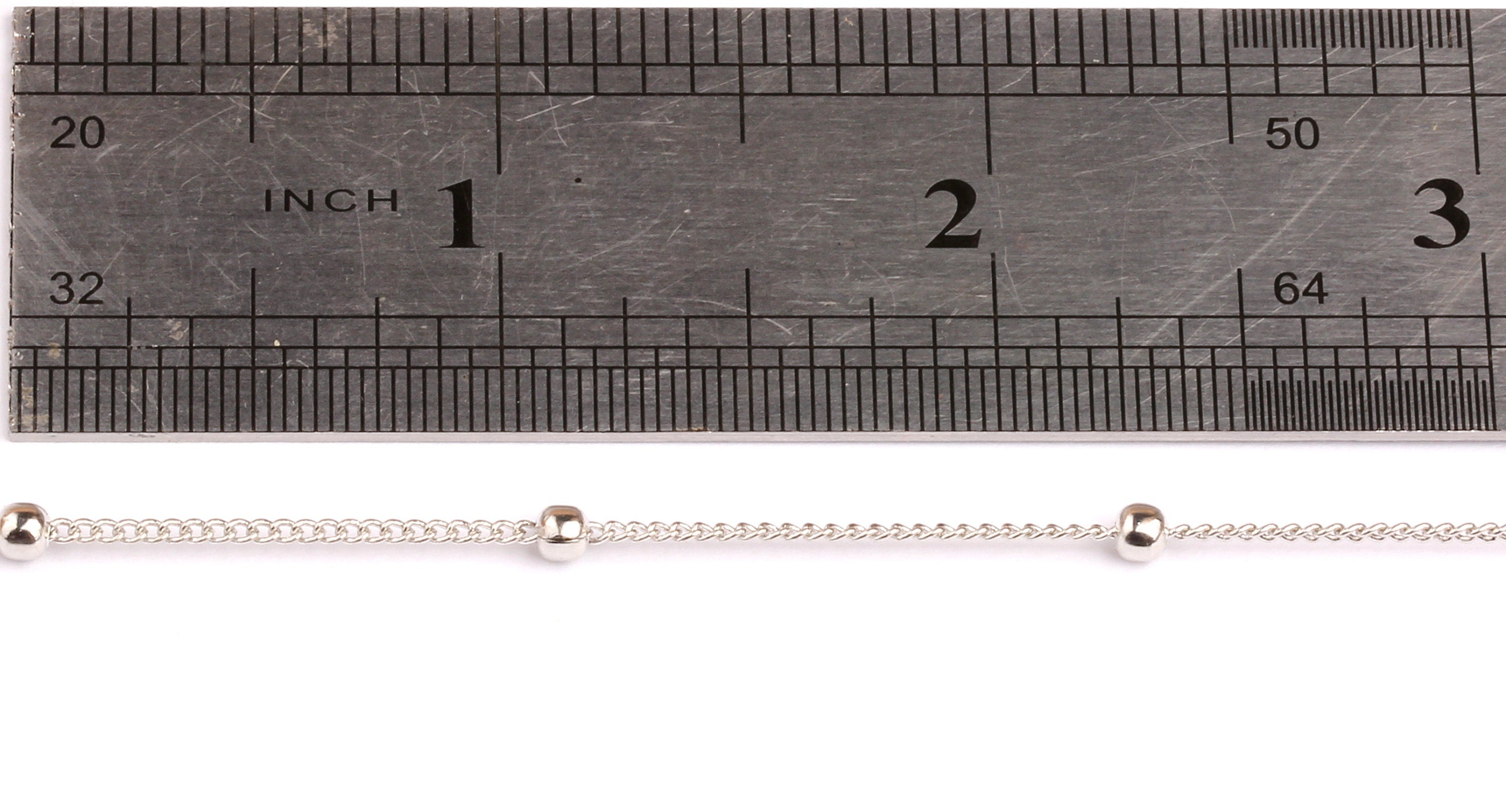 Ball Satellite Curb Chain - Iron Chain- Silver Plated - Soldered - 0.07" x 0.05" x 0.01" - for Necklace Bracelet Jewellery Making - CC1013 - DOMEDBAZAAR