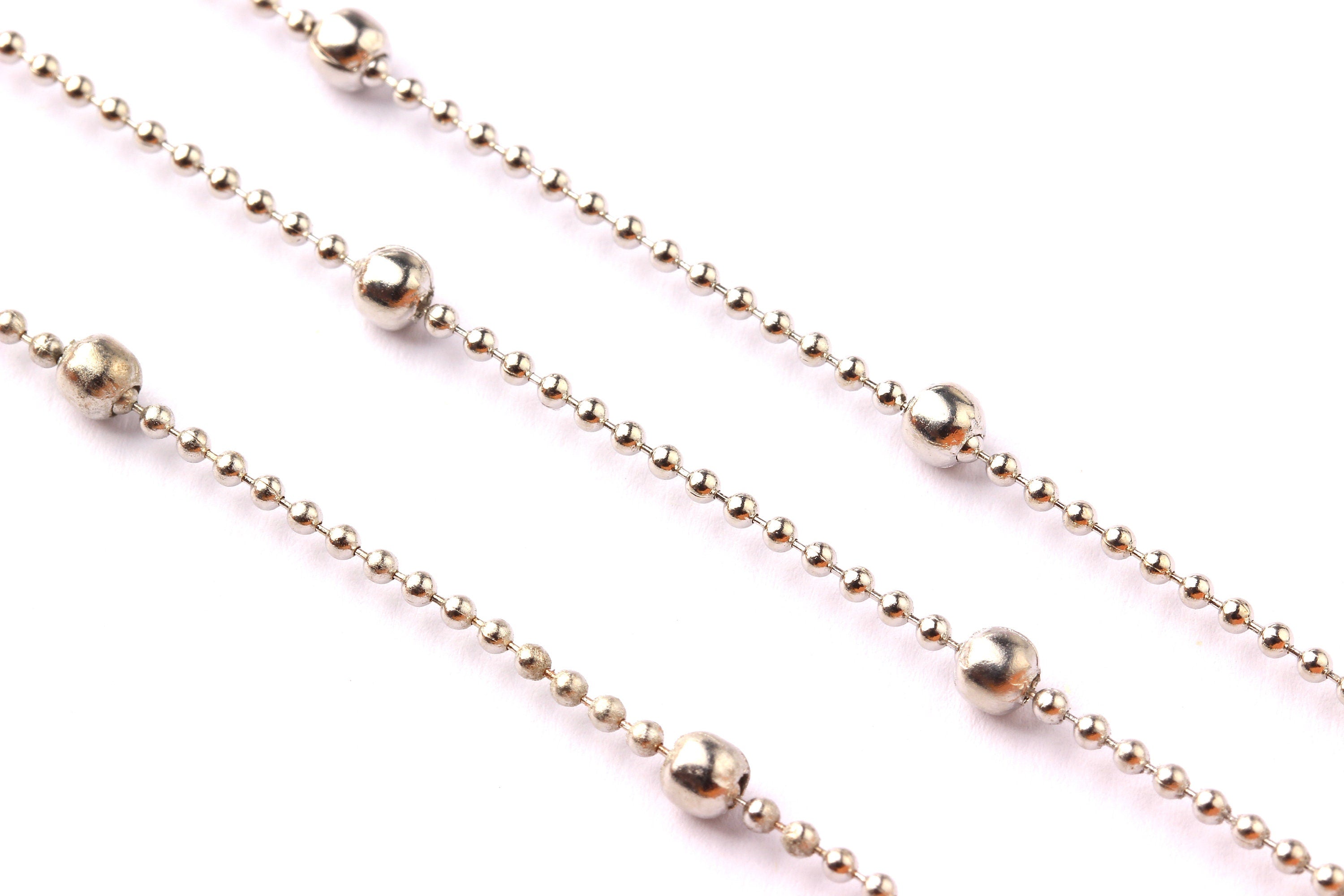 Ball Satellite Ball Chain - Brass Chain- Silver Plated - 0.06" - for Necklace Bracelet Earing Jewellery Making - CC1015 - DOMEDBAZAAR