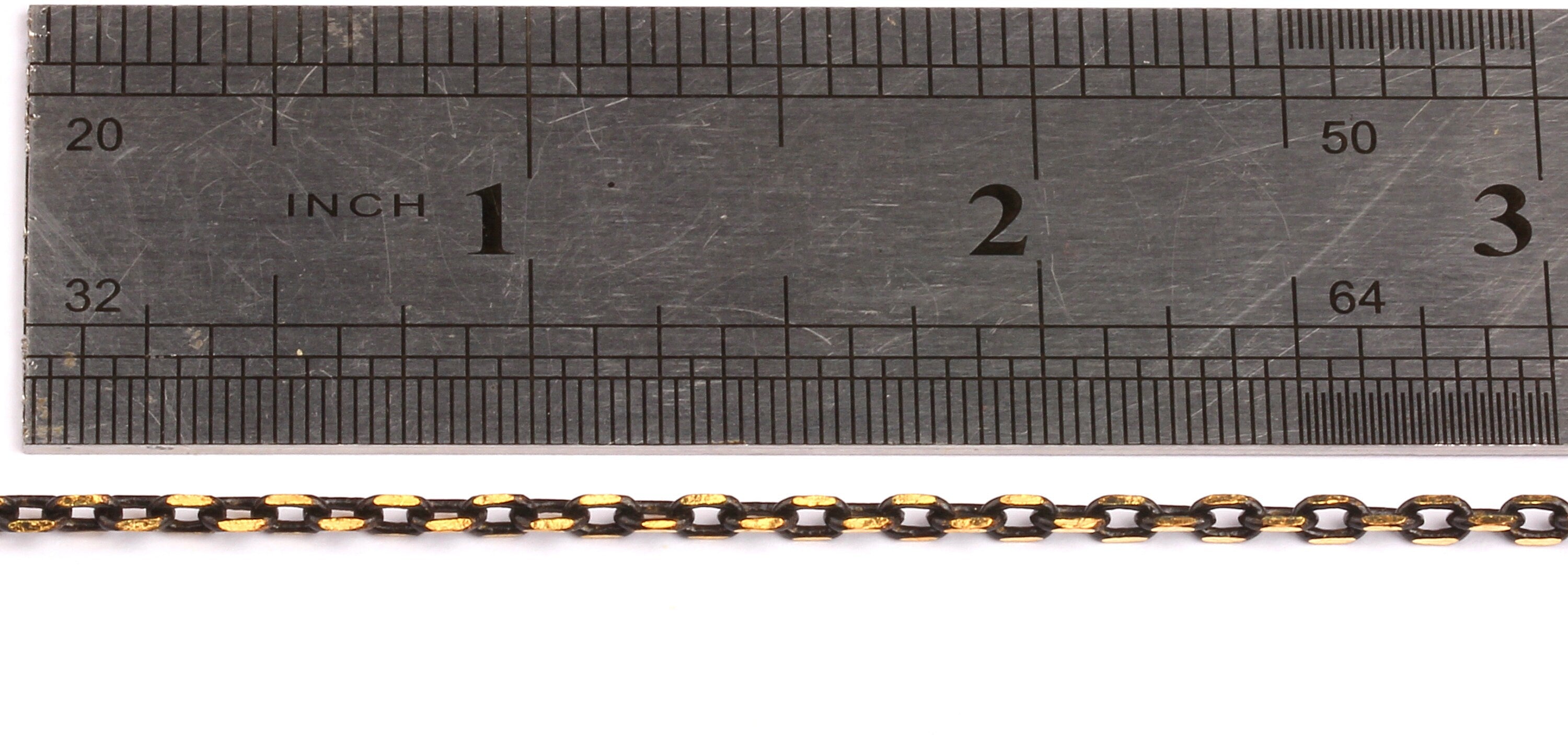 Faceted Soldered Flat Cable Chain - Brass Chain - Antique Brass Faceted - Black Solder Tiny Chain -0.16" x 0.10" x 0.03" - CC1028 - DOMEDBAZAAR