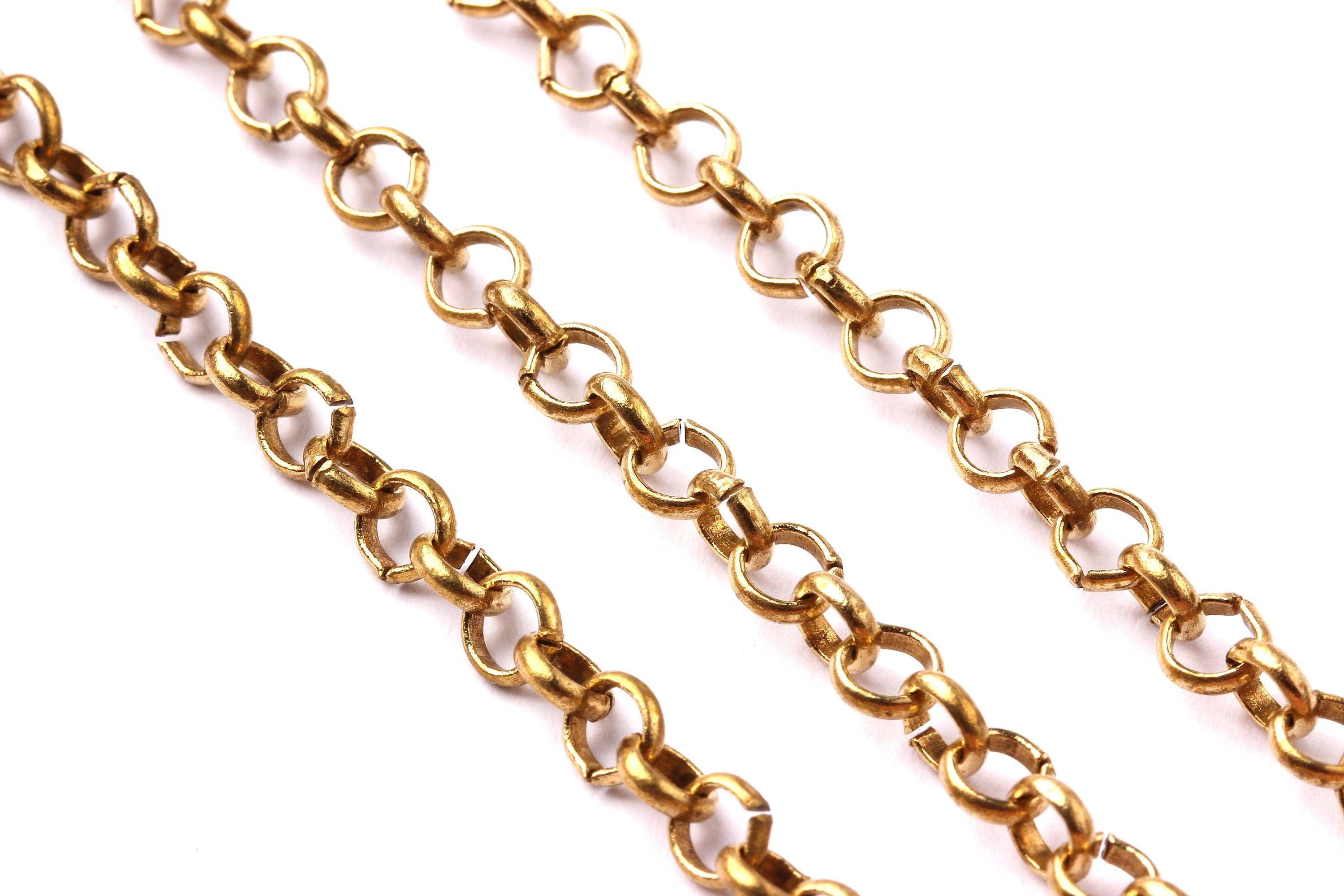 Brass Rolo Chain - Raw Brass Chain - Unsoldered Round Rolo Chain - 0.19" x 0.19" x 0.03" - for Necklace Bracelet Jewellery Making - CC1031 - DOMEDBAZAAR