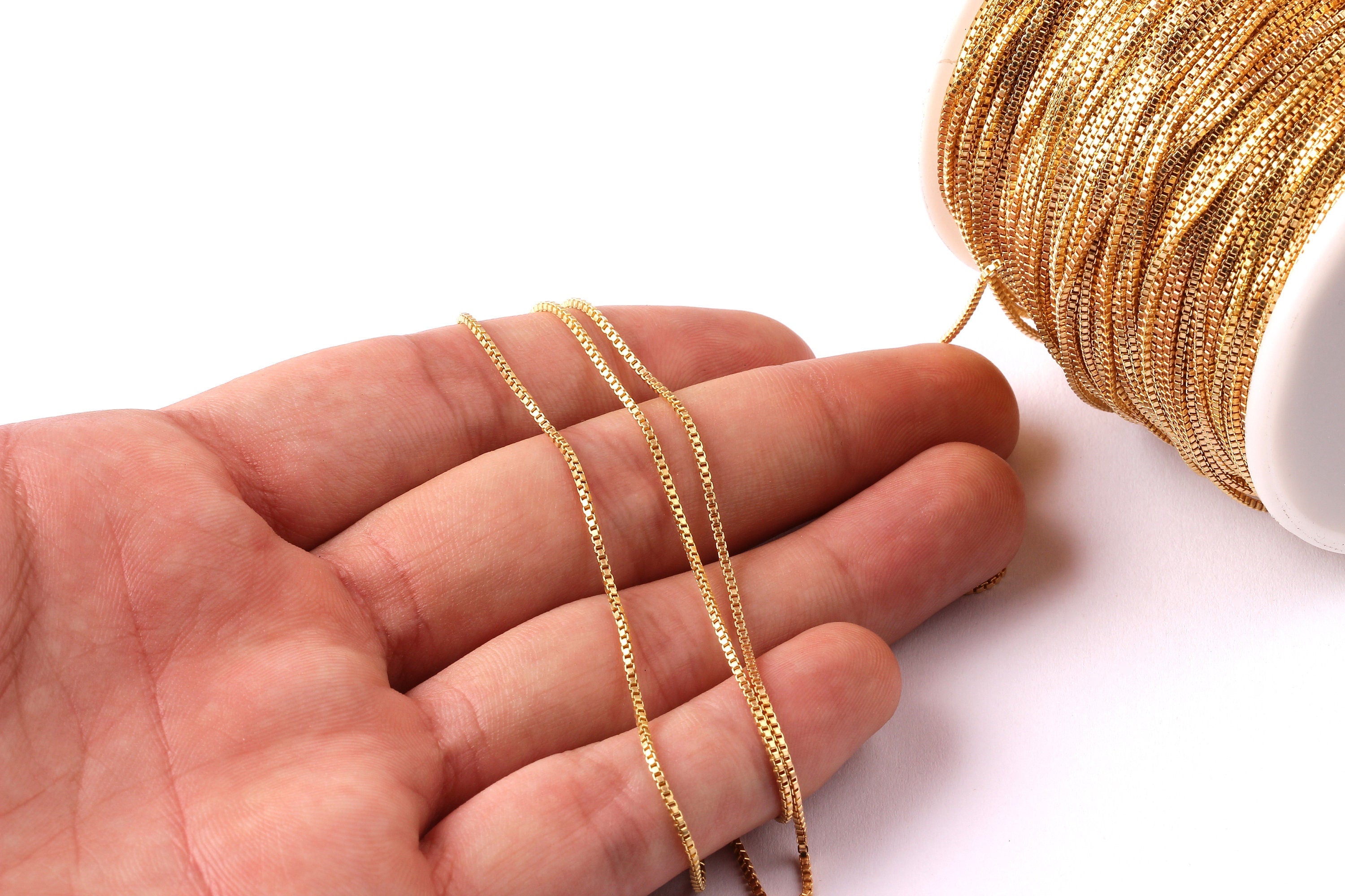 Cube Box Chain - Link Square Chain - Raw Brass Chain - Tiny Cube Box Chain - 0.04" - for Necklace Bracelet Earing Jewellery Making - CC1038 - DOMEDBAZAAR