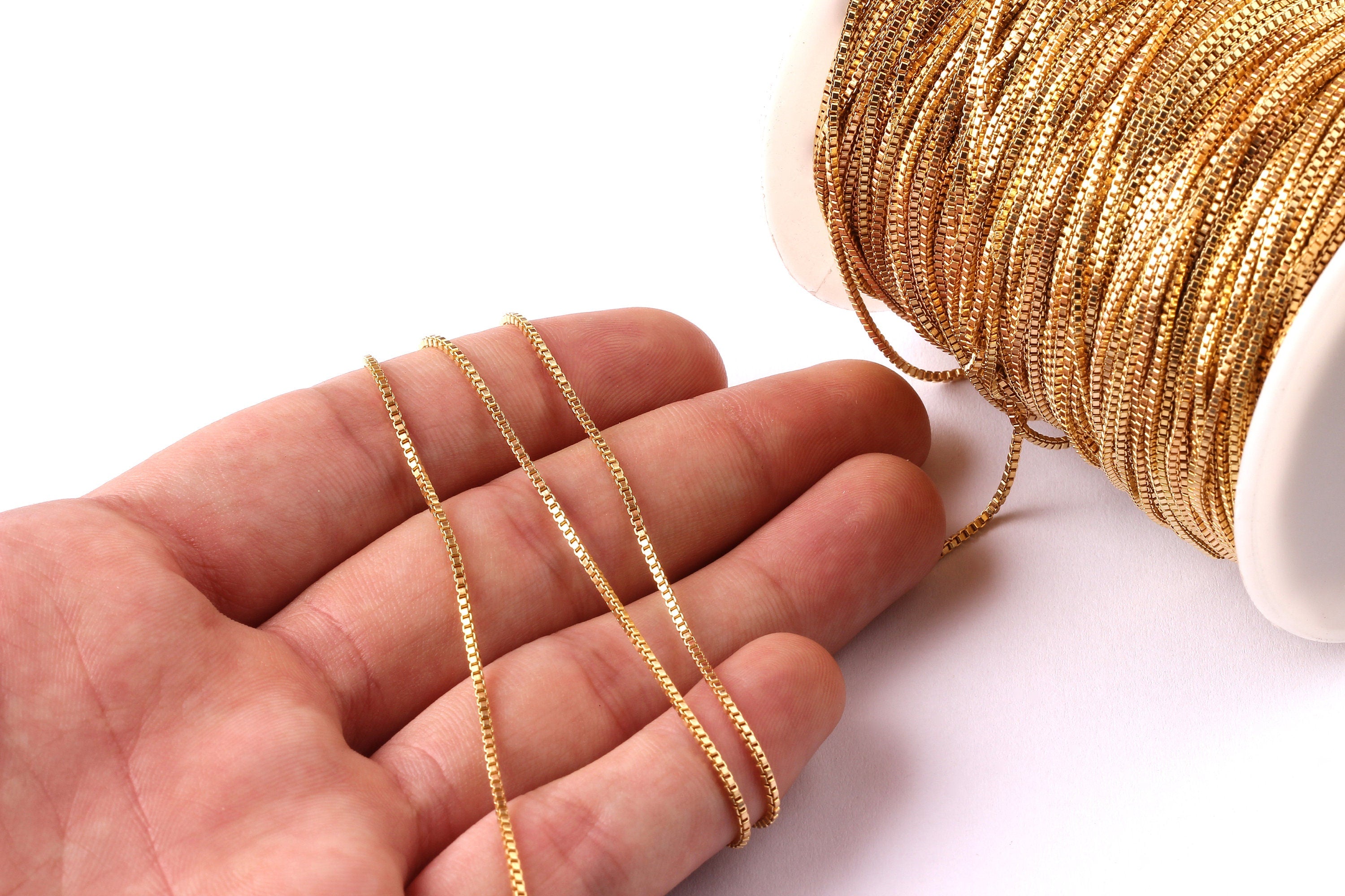 Cube Box Chain - Link Square Chain - Raw Brass Chain - Tiny Cube Box Chain - 0.05" - for Necklace Bracelet Earing Jewellery Making - CC1039 - DOMEDBAZAAR