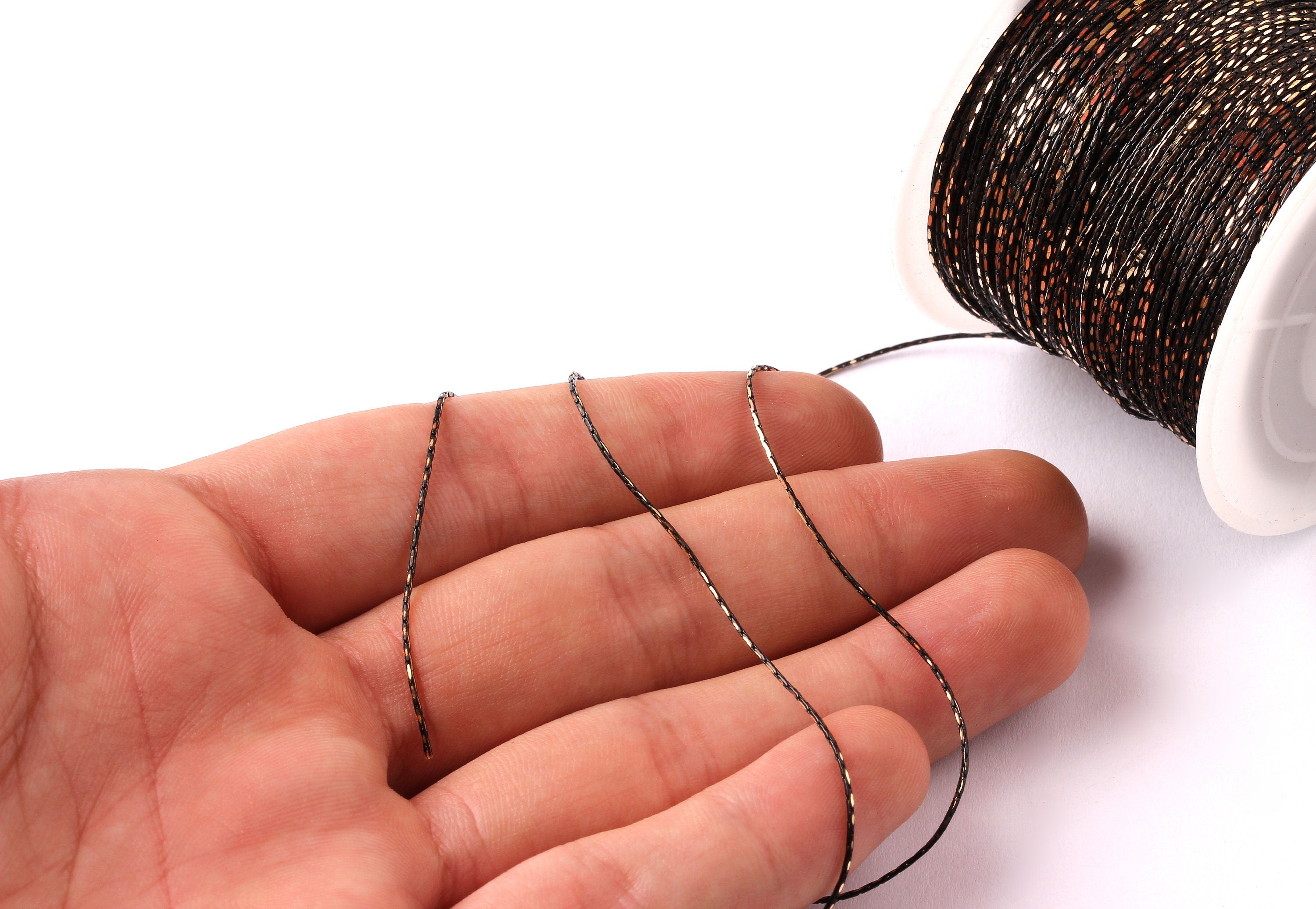 Faceted Tiny Snake Chain - Brass Chain - Antique Brass Faceted Black Chain 0.03" - for Necklace Bracelet Jewellery Making - CC1044 - DOMEDBAZAAR