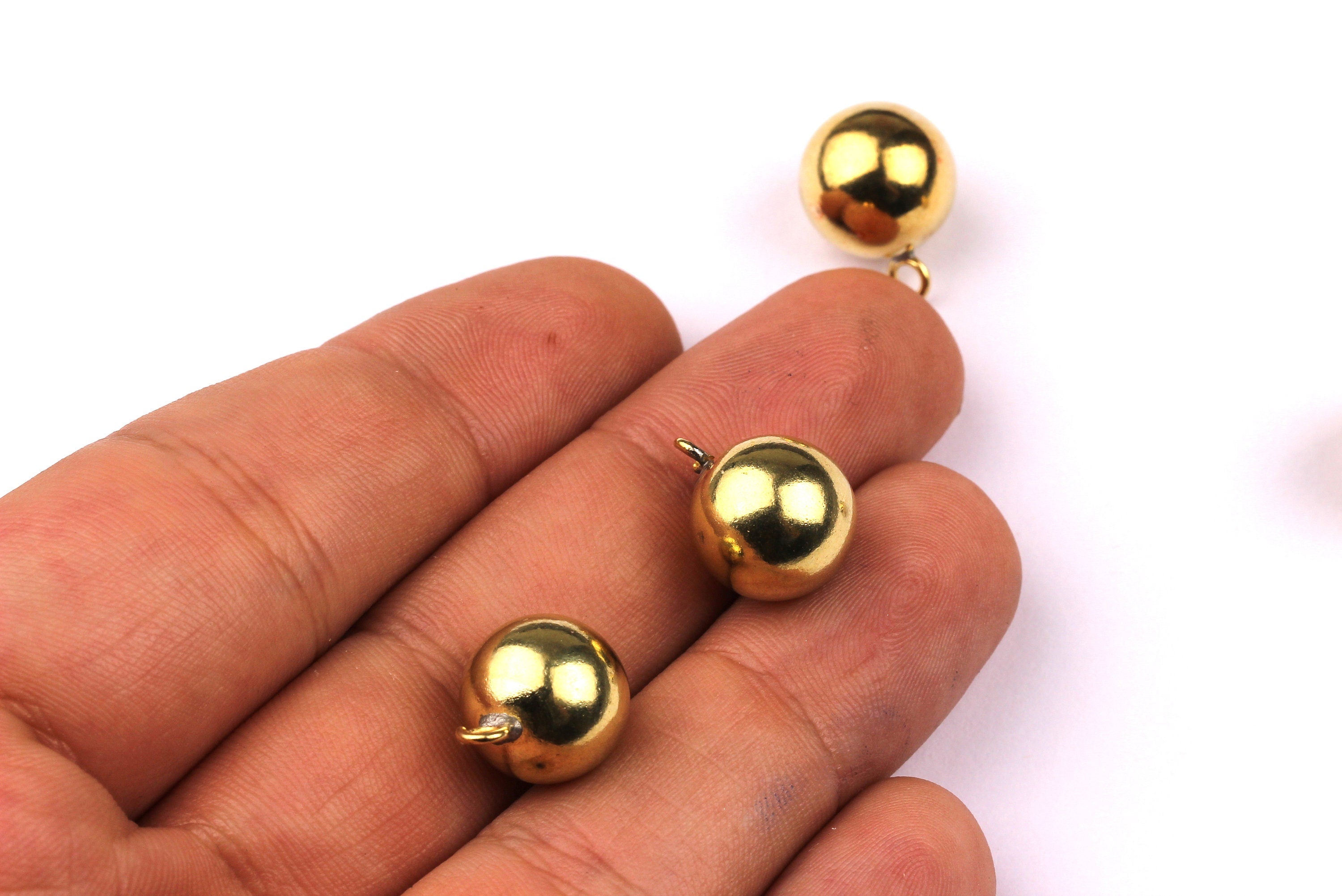 Raw Brass Ball Charms - Raw Brass Earring - Gold Tone Charms - Earring Findings - Jewelry Supplies - 11.8mm - PP1056 - DOMEDBAZAAR