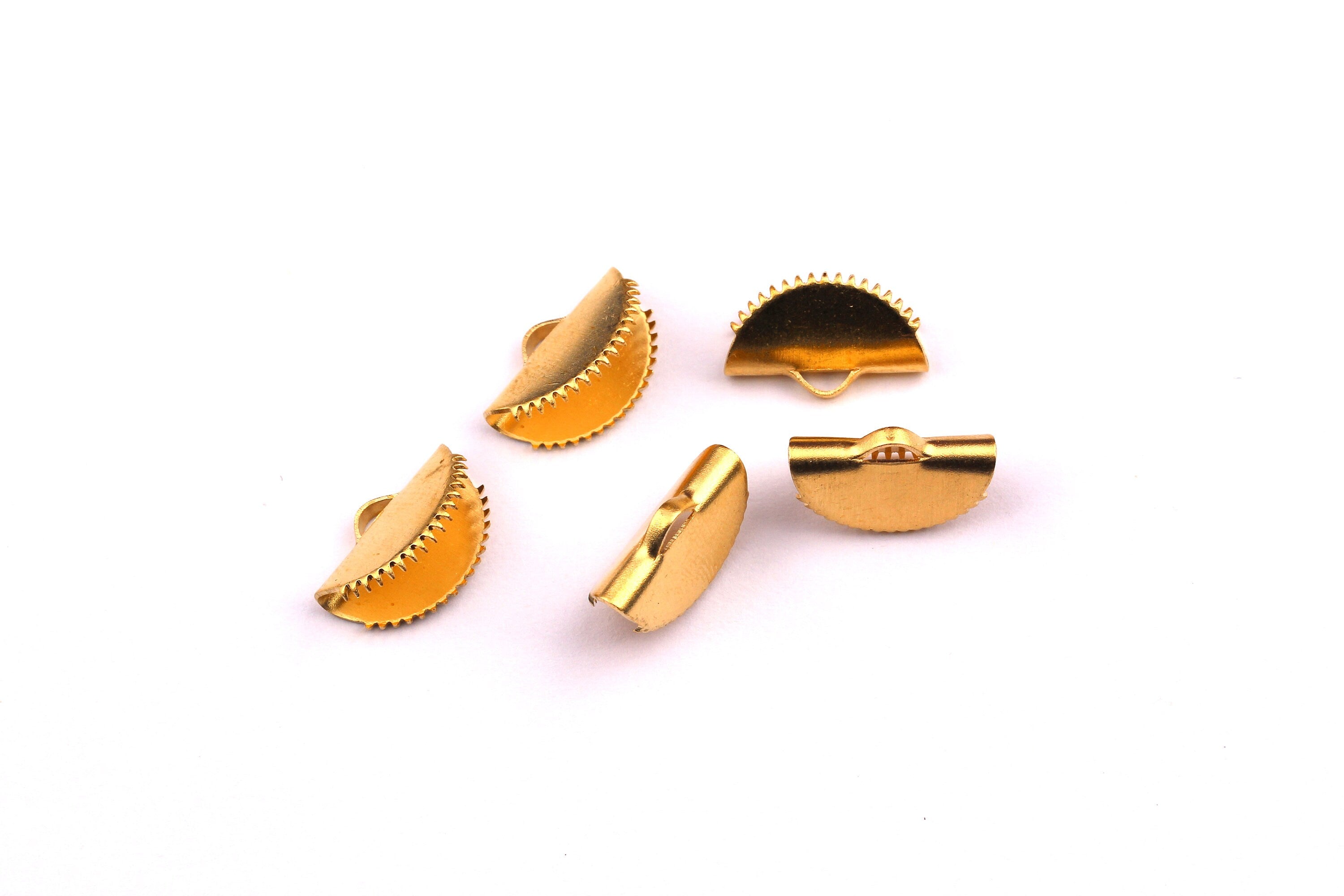 Brass Ribbon Crimps- Raw Brass Ribbon Crimps End - Jewelry Supplies - 10x15mm - PP1197 - DOMEDBAZAAR