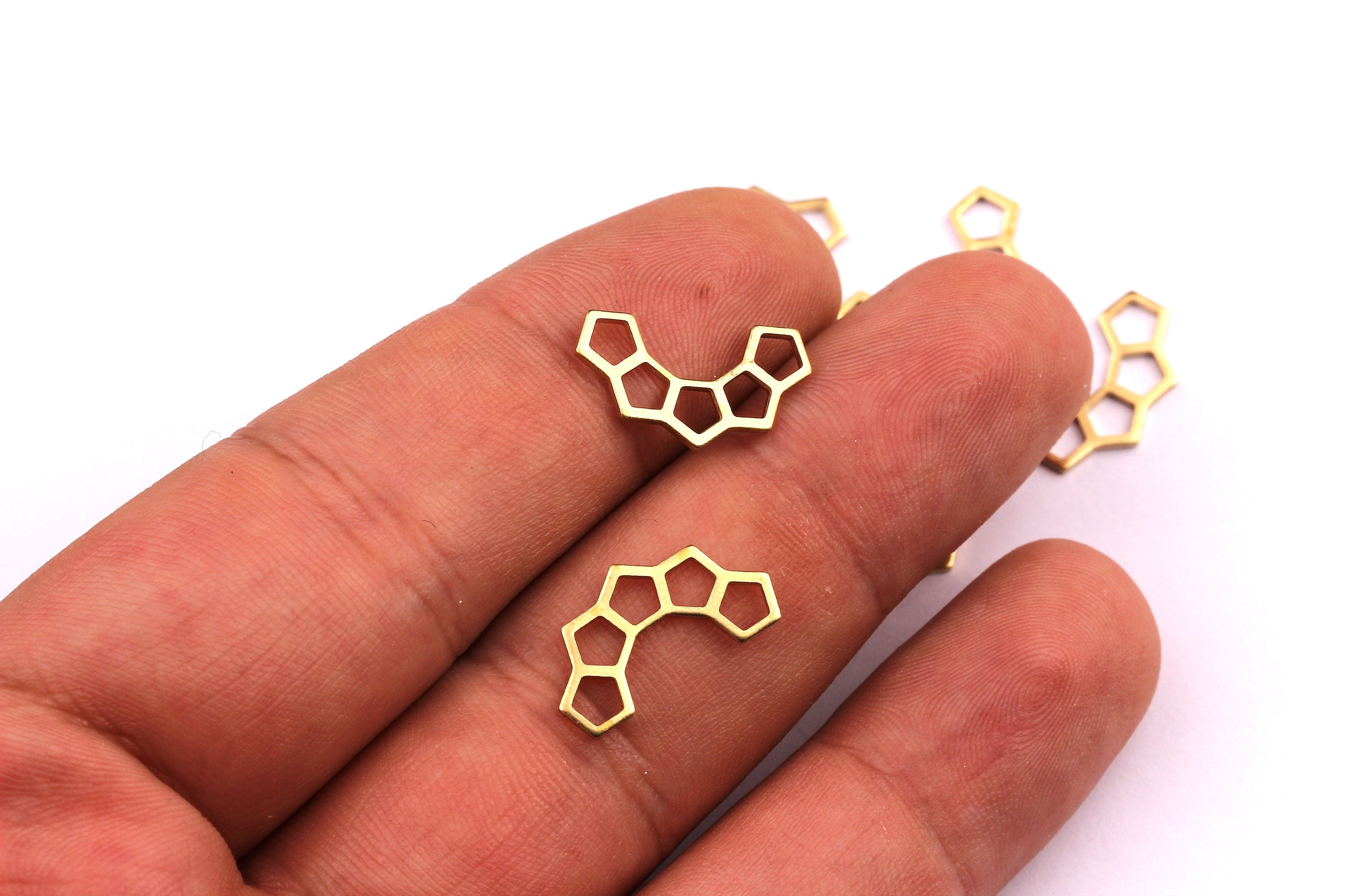 Brass Honeycomb Shaped Charms- Raw Brass Honeycomb Charms - Earring Findings - Jewelry Supplies - 9.5x17mm - PP1206 - DOMEDBAZAAR