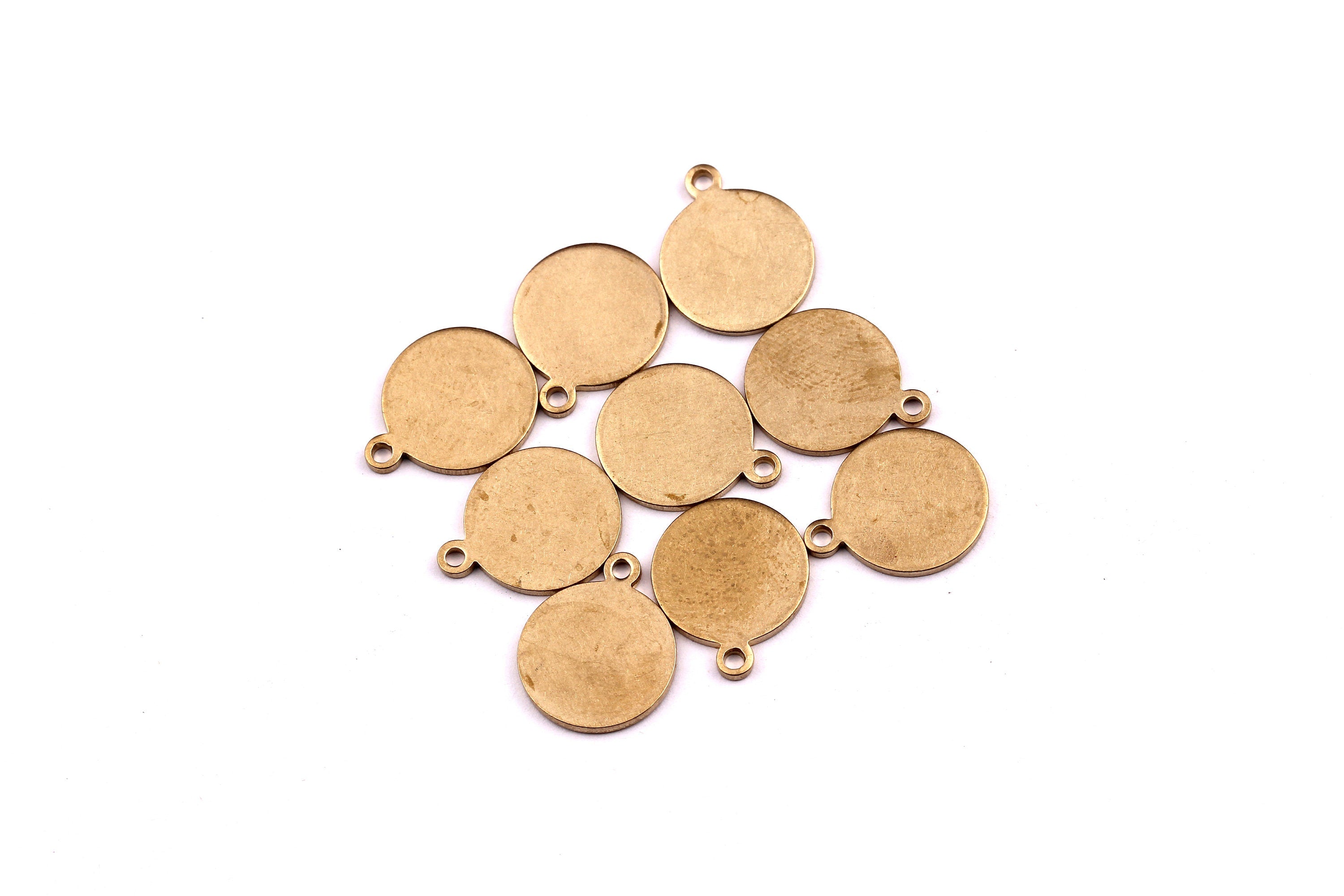 Brass Circle Stamping Tag- Raw Brass Stamping Blank - Raw Brass Charms - Jewelry Supplies - 14x12mm - PP1209 - DOMEDBAZAAR