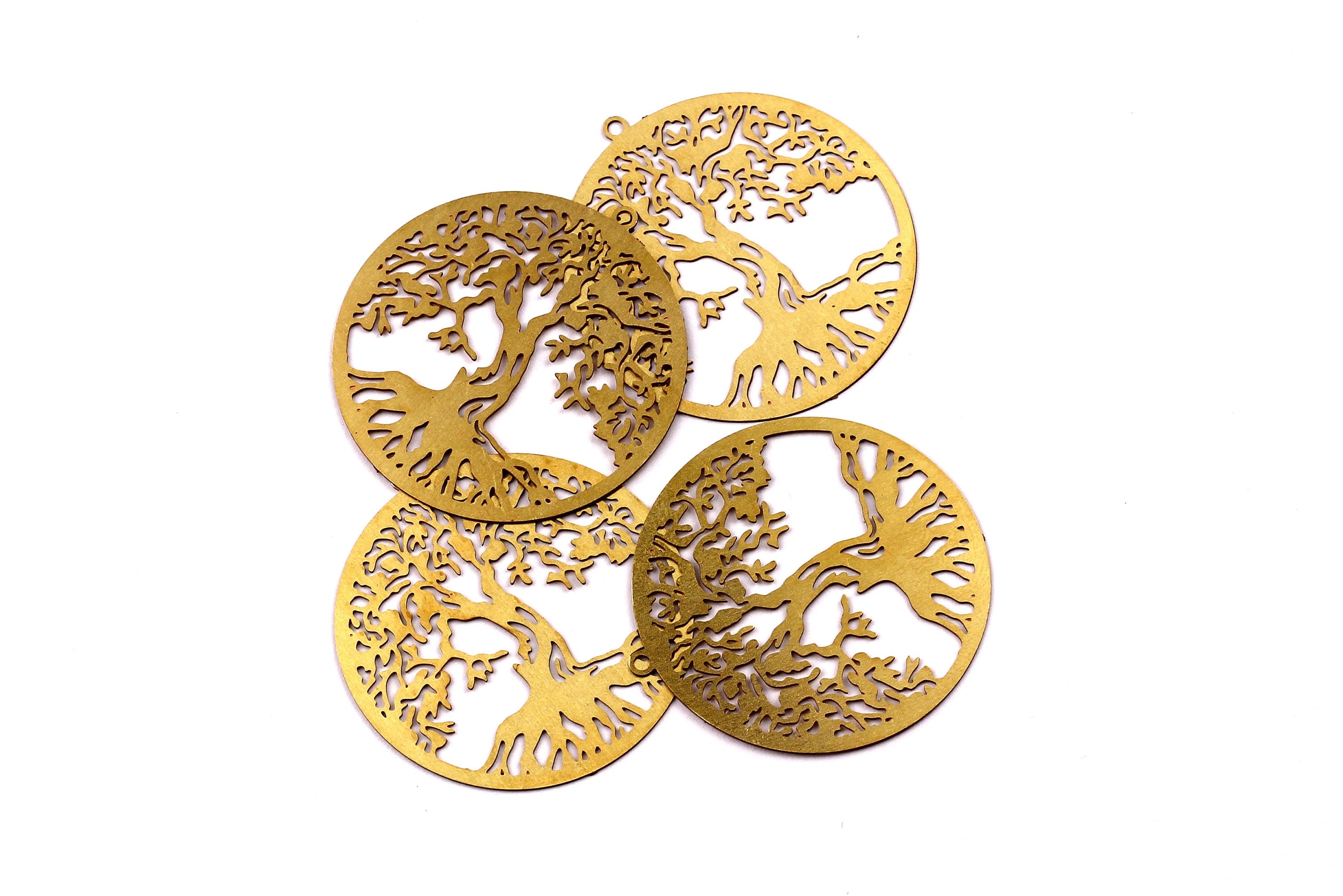 Tree of Life Shaped Earring Charms - Raw Brass Earring - Earring Charms - Earring Findings - Jewelry Supplies - 30x30mm - JJB4216 - DOMEDBAZAAR