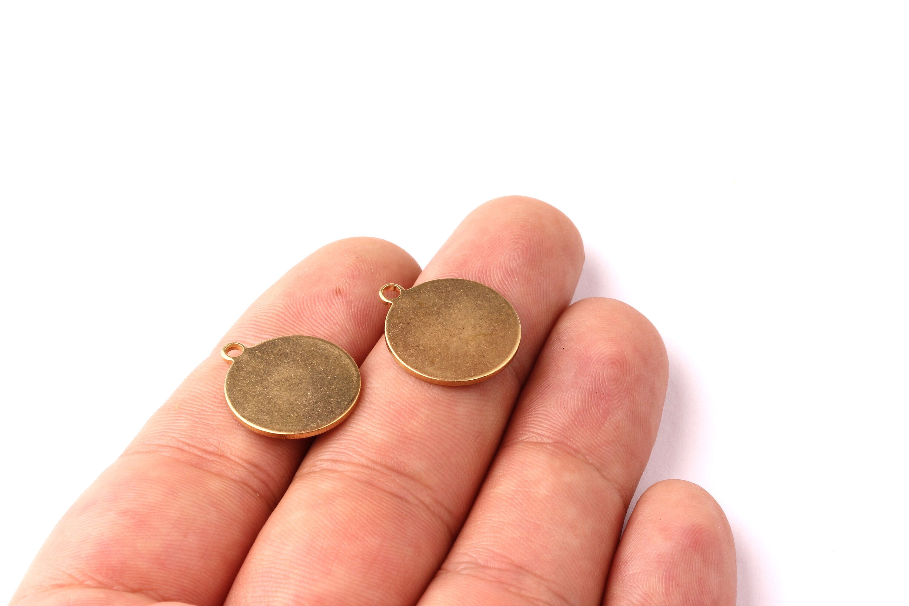 Brass Circle Stamping Tag- Raw Brass Stamping Blank - Raw Brass Charms - Jewelry Supplies - 18x16mm - PP1211 - DOMEDBAZAAR