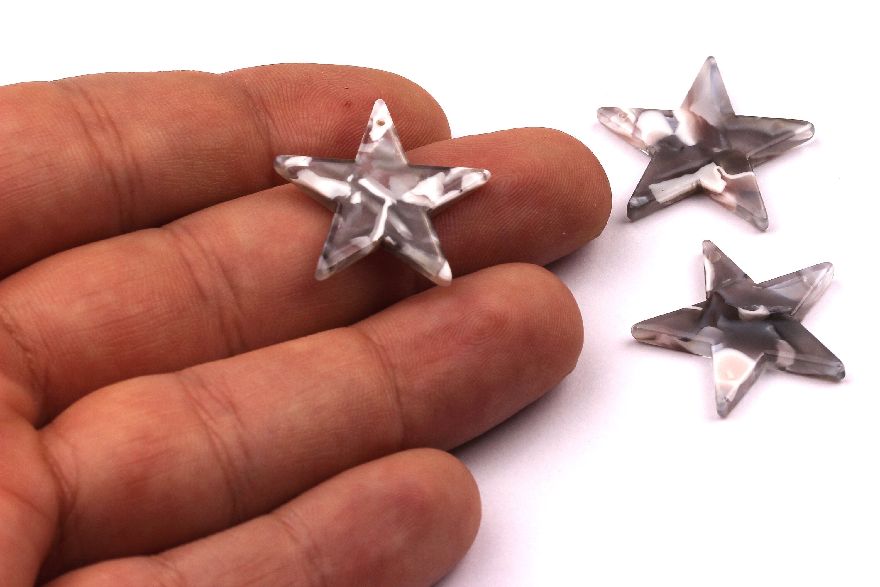 Acetate Star Charms - Star Earrings and Pendant - Earring Findings - Jewelry Supplies - Color Code: A20 - 24x2.5mm - AC1029F - DOMEDBAZAAR