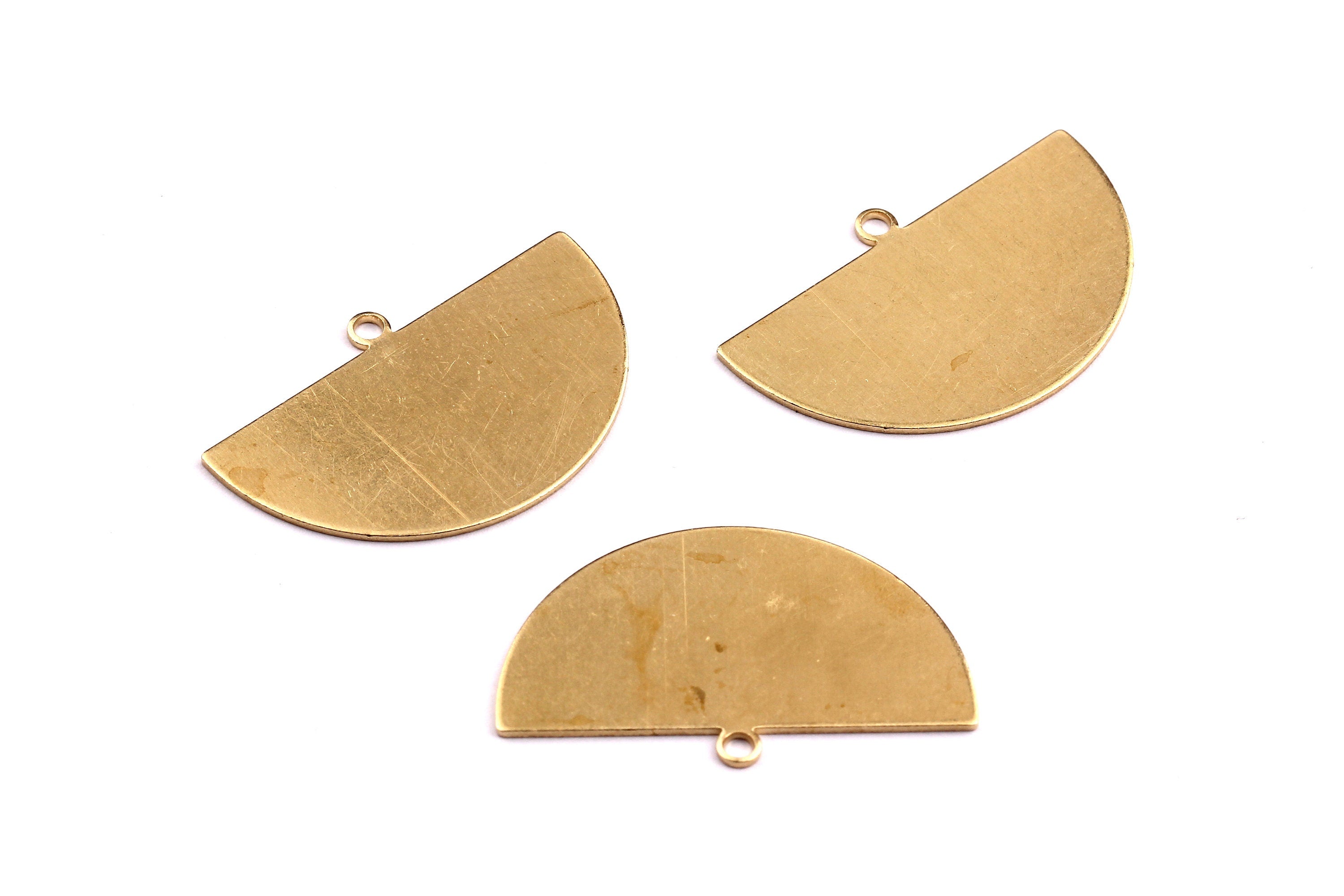 Personalized stamping blank - Brass Semicircle Charms - Raw Brass Pendant - Semicircle Shaped Pendant - 22x35x0.75mm - PP1243 - DOMEDBAZAAR
