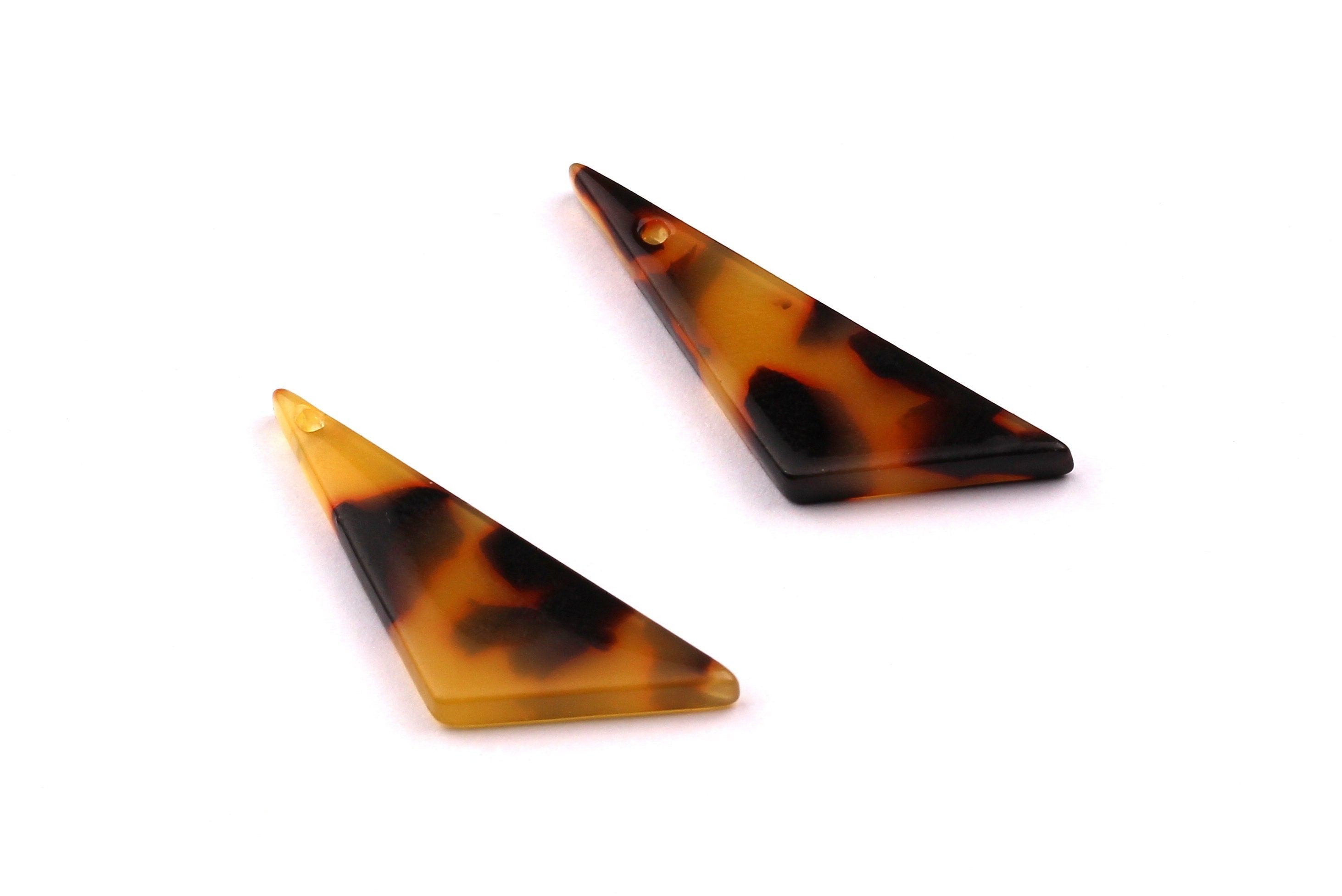 Acetate Triangle Charms - Tortoise Shell Earrings - Triangle Pendant - Jewelry Making Supplies - Color Code: A01 - 34x10mm - AC1027D - DOMEDBAZAAR