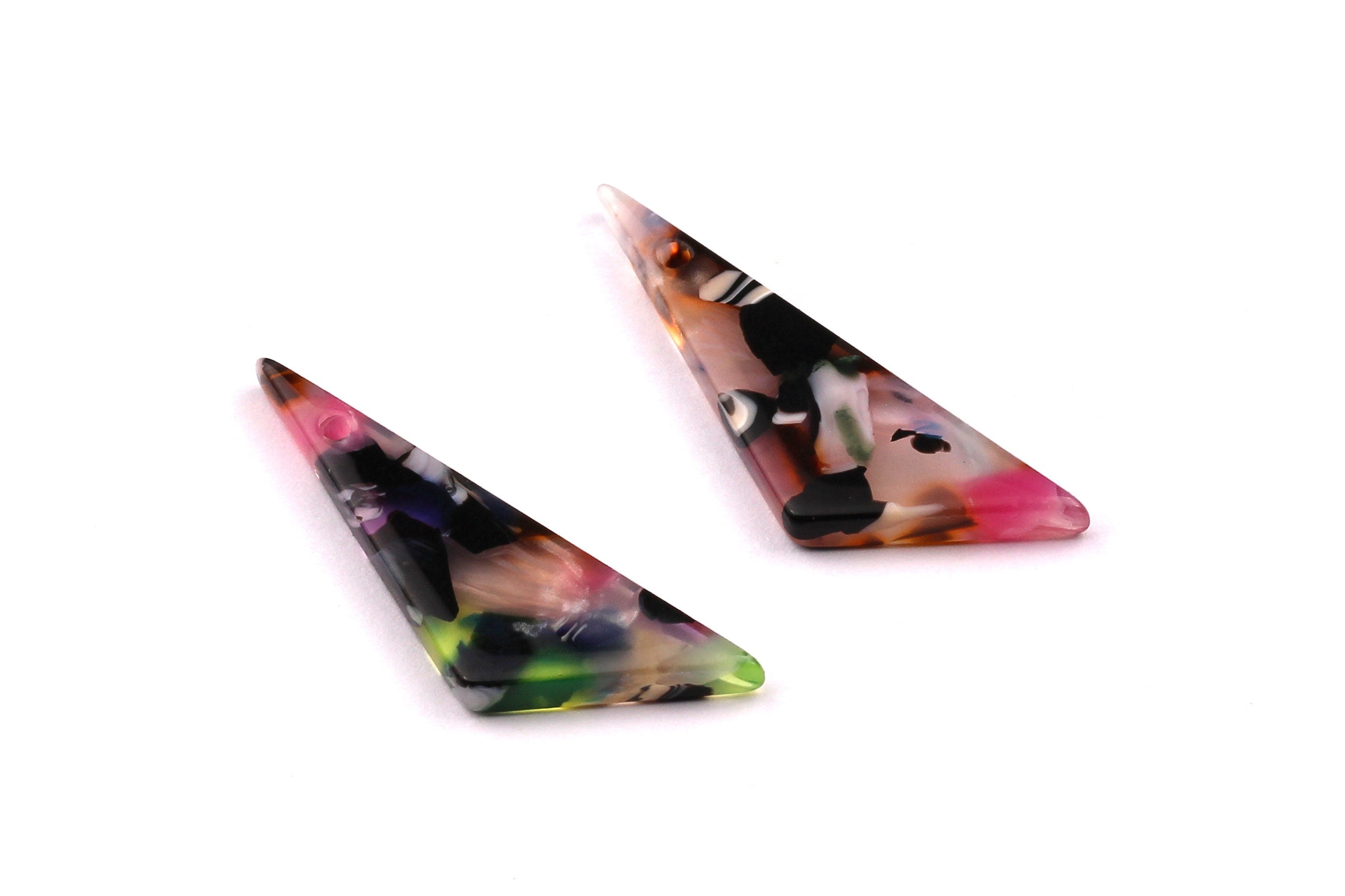 Acetate Triangle Charms - Triangle Earrings and Pendant - Earring Findings - Jewelry Supplies - Color Code: A11 - 33x10mm - AC1027F - DOMEDBAZAAR