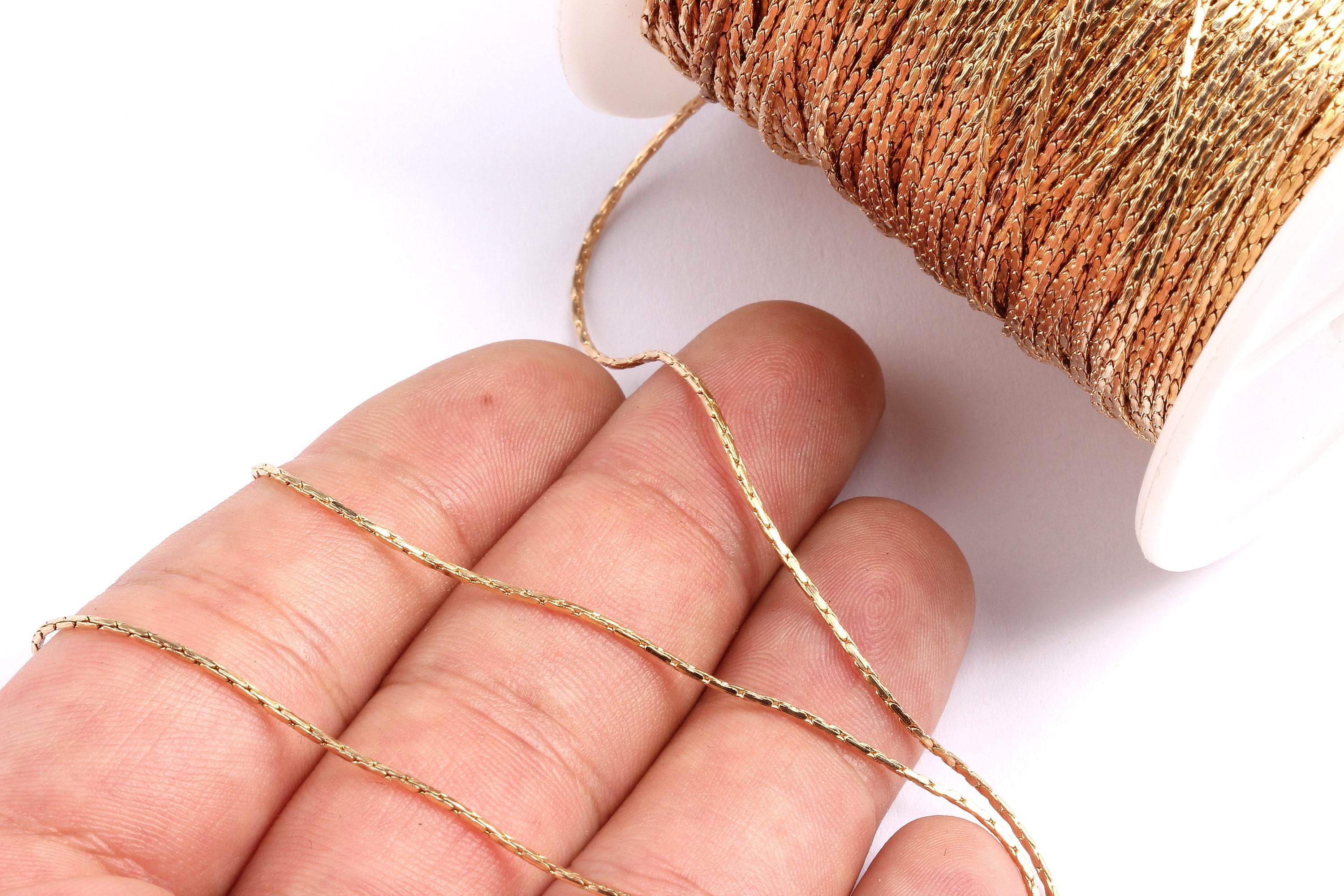 Tiny Snake Chain - Brass Chain - Gold Plated Color - 0.04" - for Necklace Bracelet Earing Jewellery Making - CC1026G - DOMEDBAZAAR