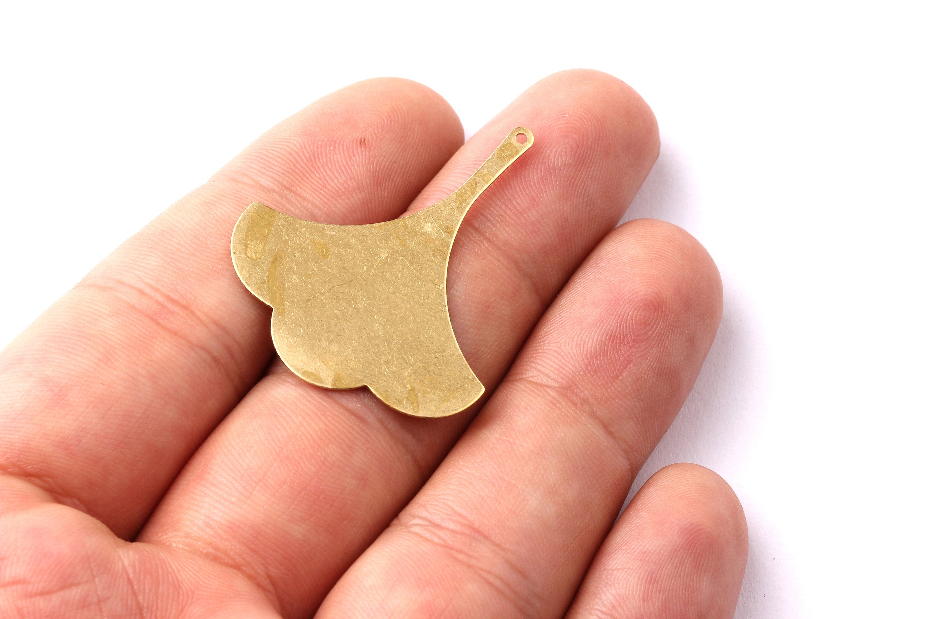 Brass Gingko Charms - Gingko Leaf Shaped Raw Brass Pendant - Jewelry Supplies - 37x31x0.5mm - PP1244 - DOMEDBAZAAR